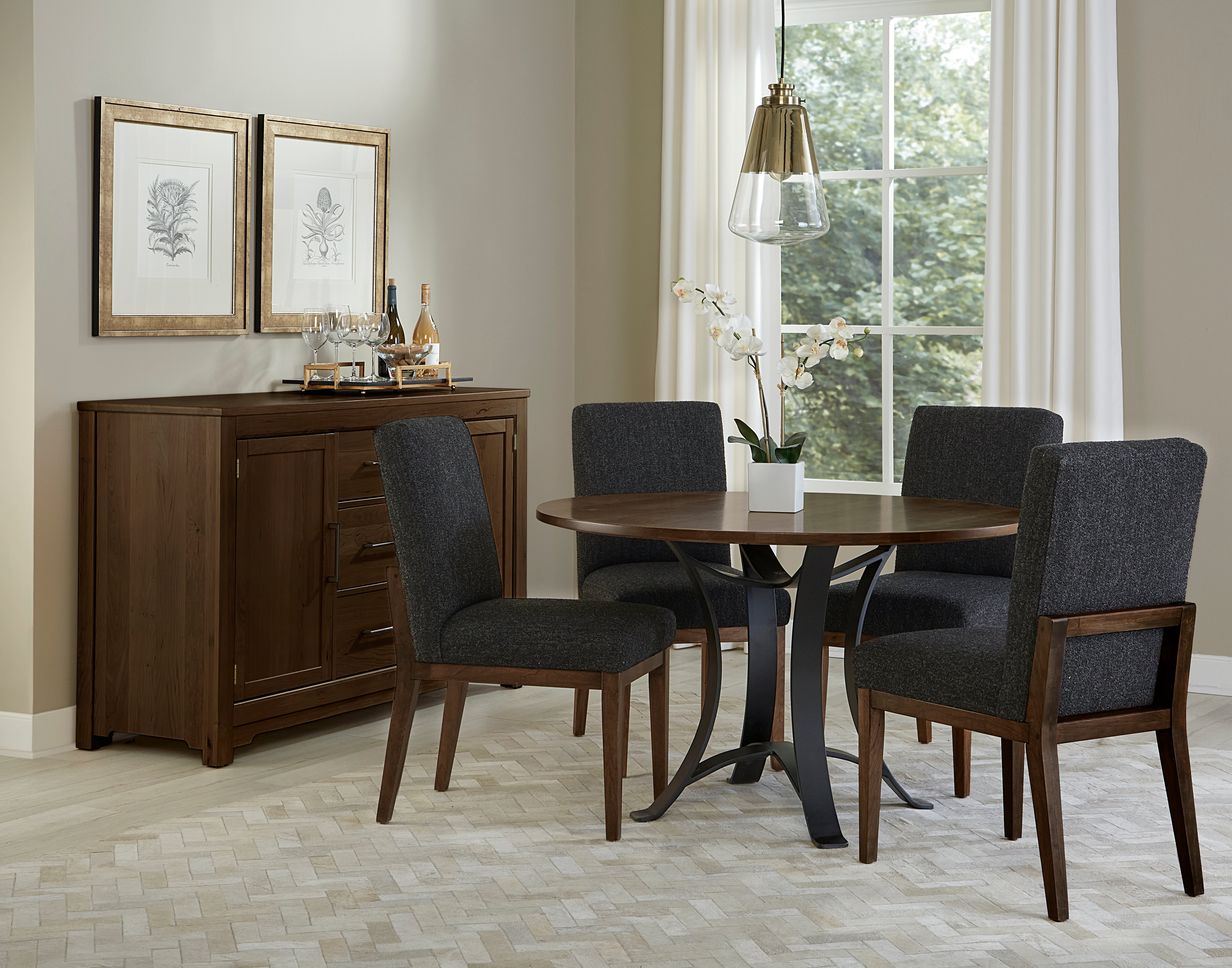 Artisan & Post Crafted Cherry 48 Inch Round Table  W/ Metal Base
