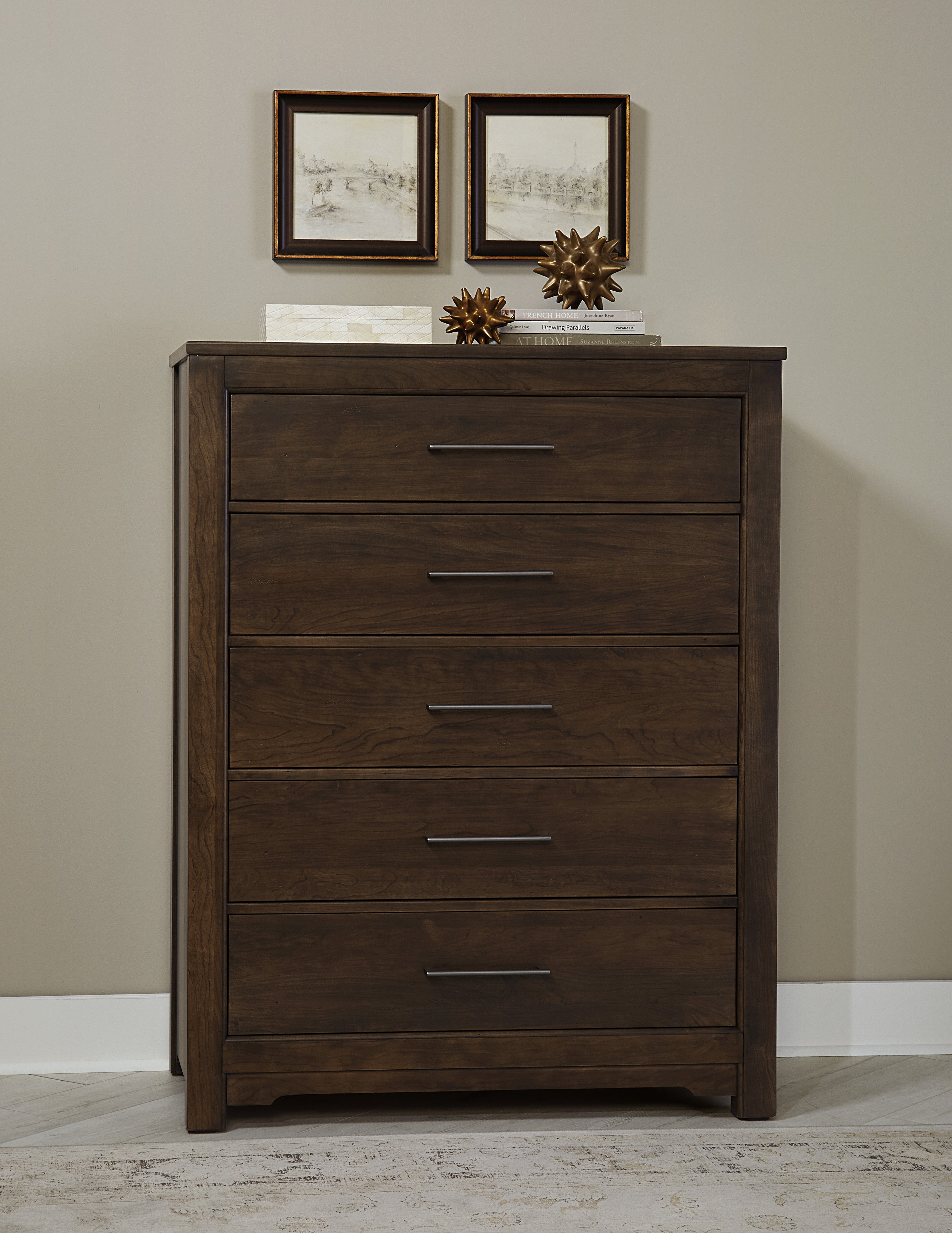 Artisan & Post Crafted Cherry Chest - 5 Drawer in Dark Cherry