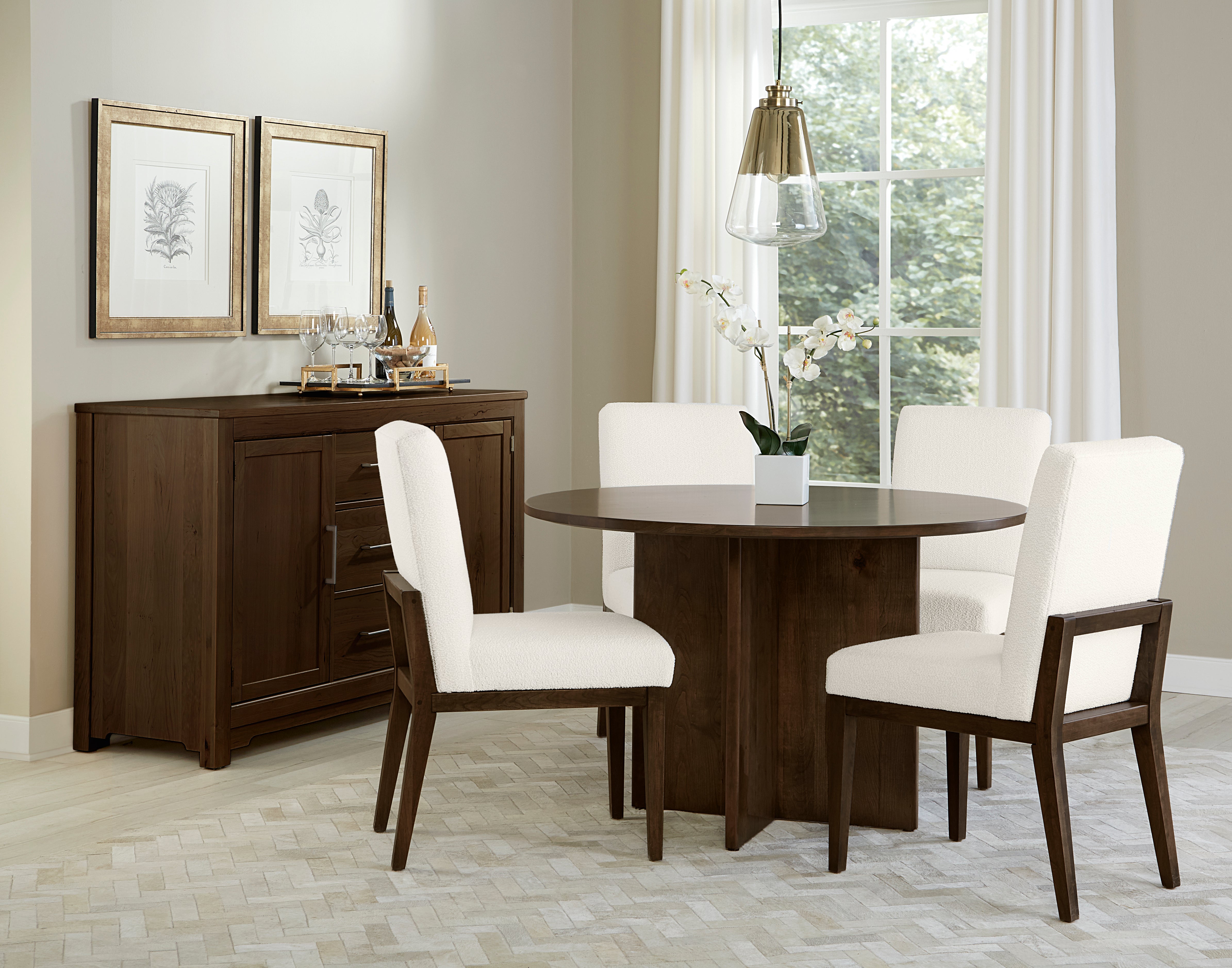 Artisan & Post Crafted Cherry 48 Inch Round Table  W/ Wood Base