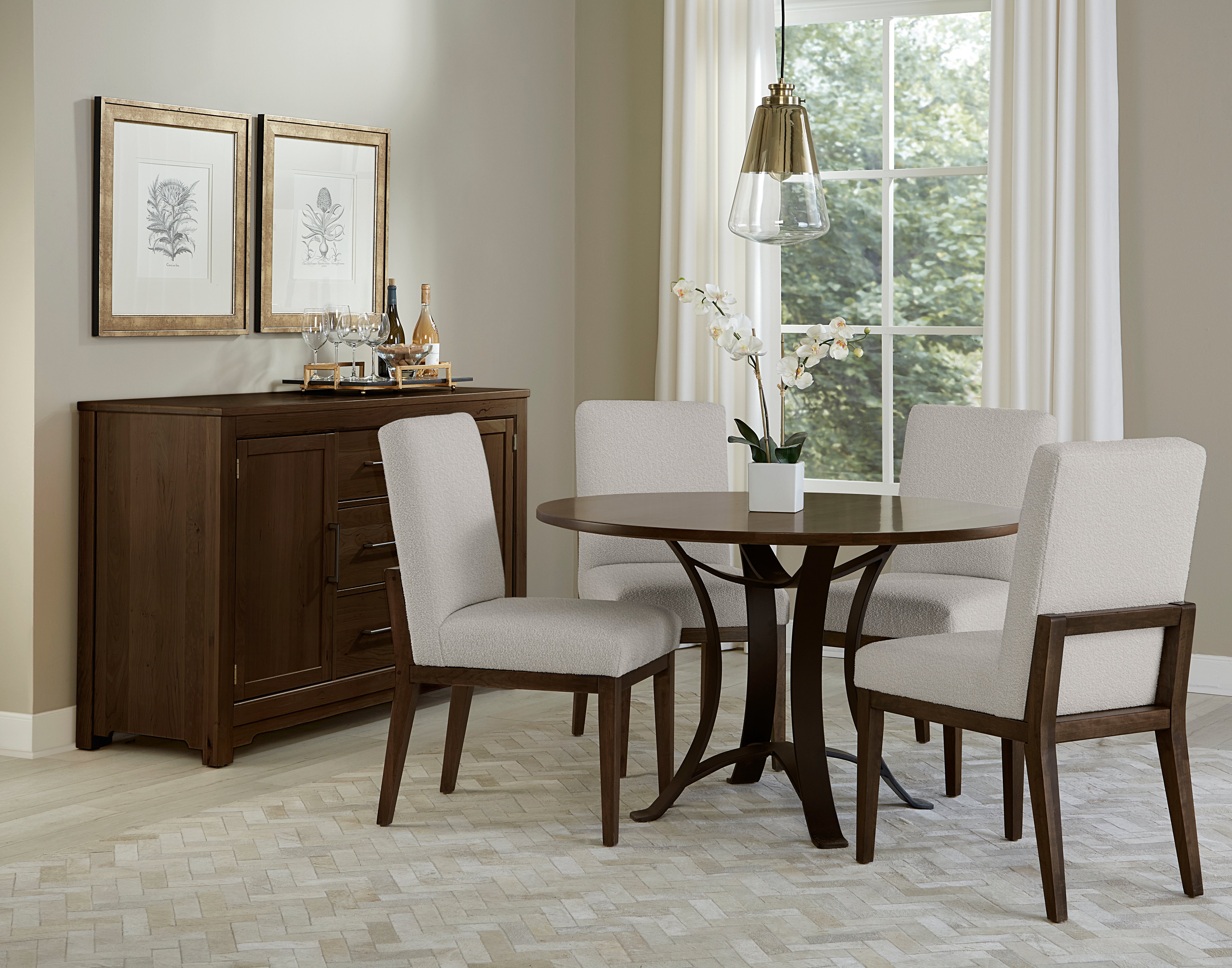 Artisan & Post Crafted Cherry 48 Inch Round Table  W/ Metal Base