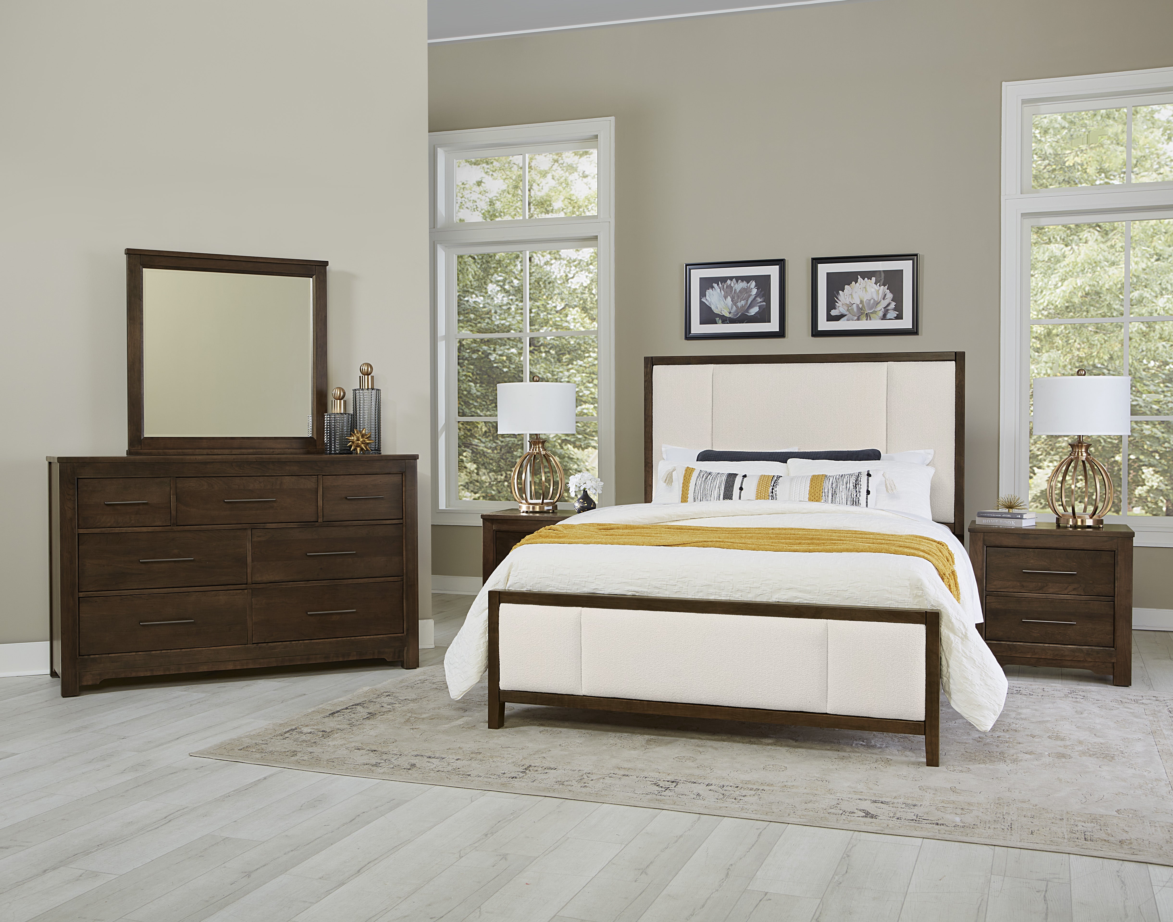 Artisan & Post Crafted Cherry Upholstered Bed (White Fabric)