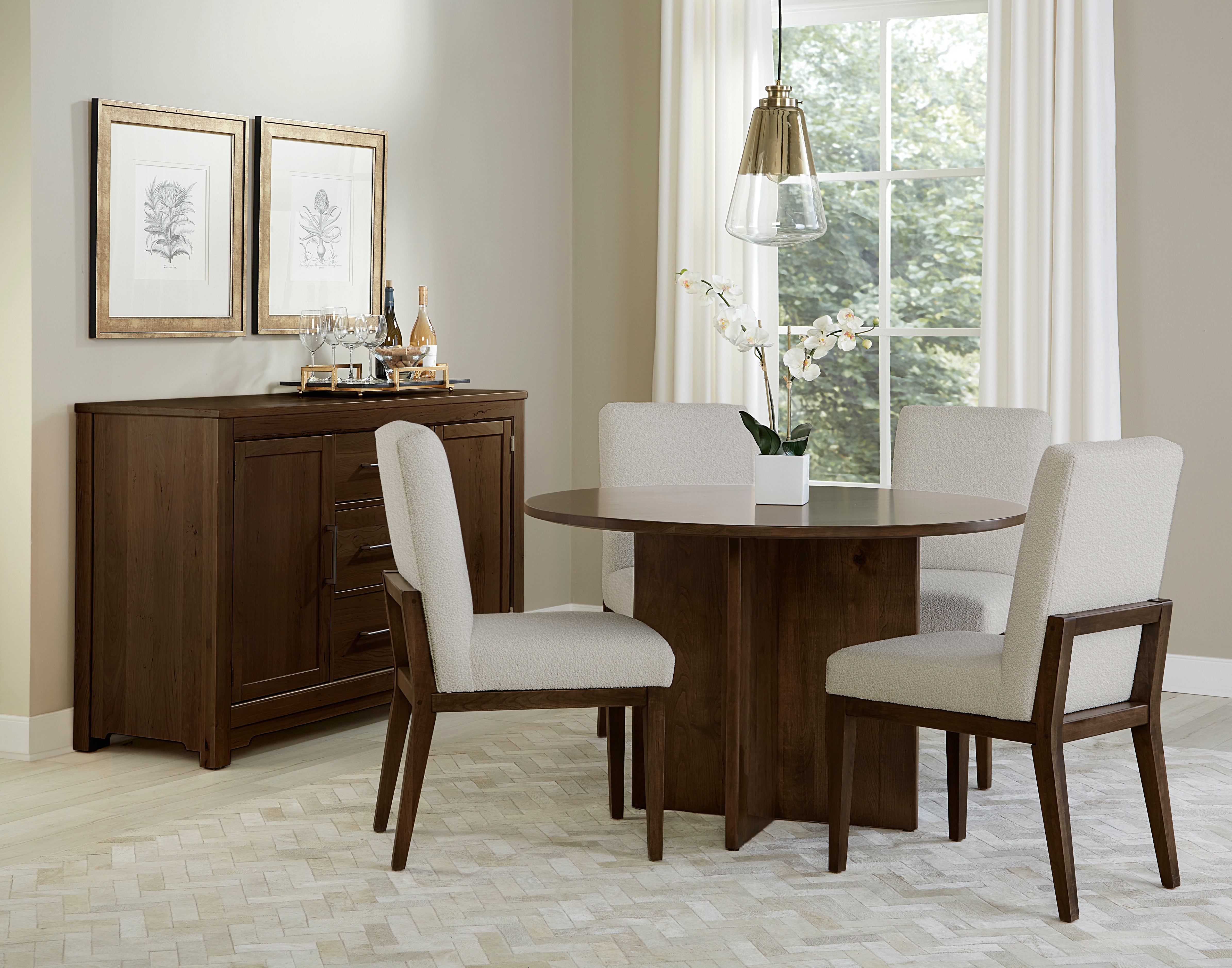 Artisan & Post Crafted Cherry 48 Inch Round Table  W/ Wood Base