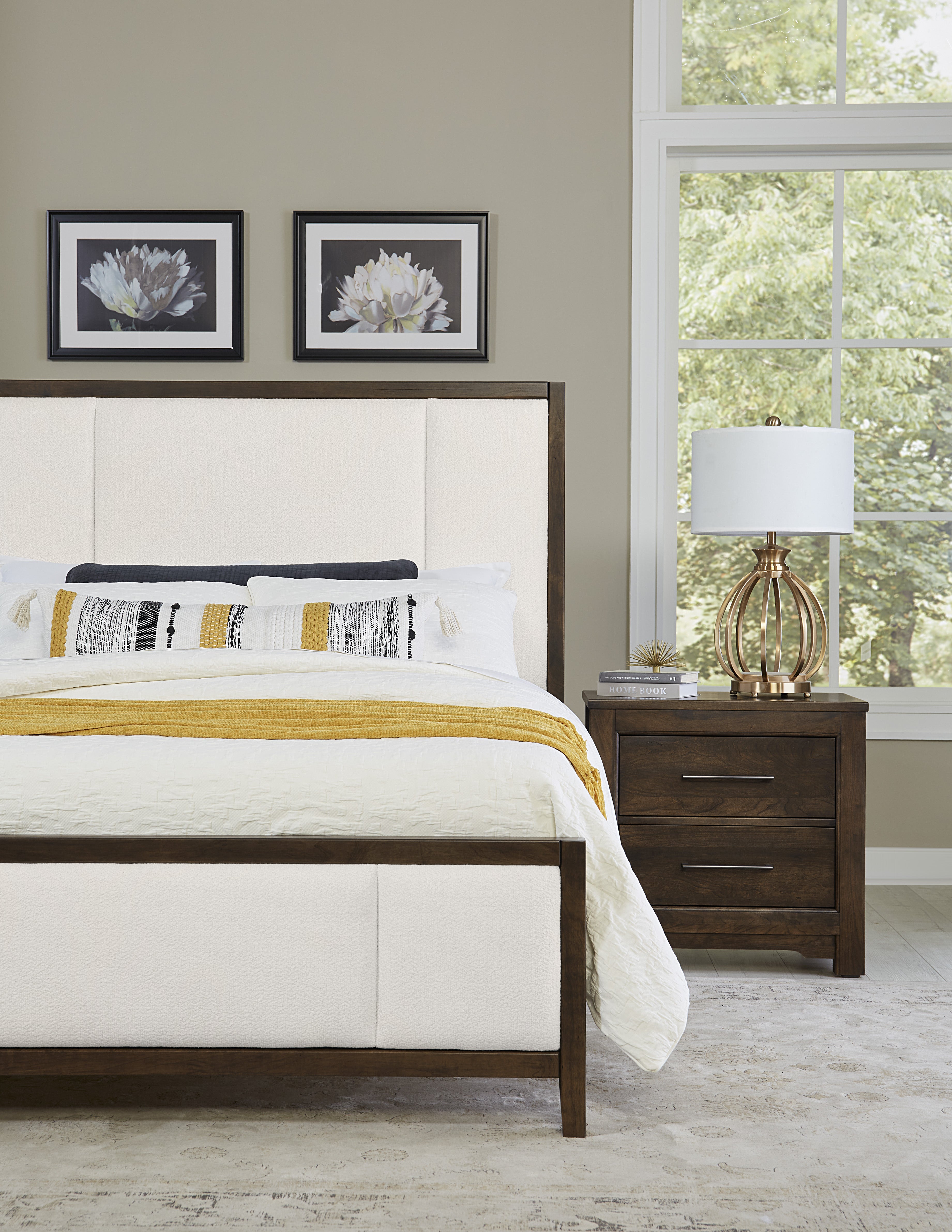 Artisan & Post Crafted Cherry Upholstered Bed (White Fabric)