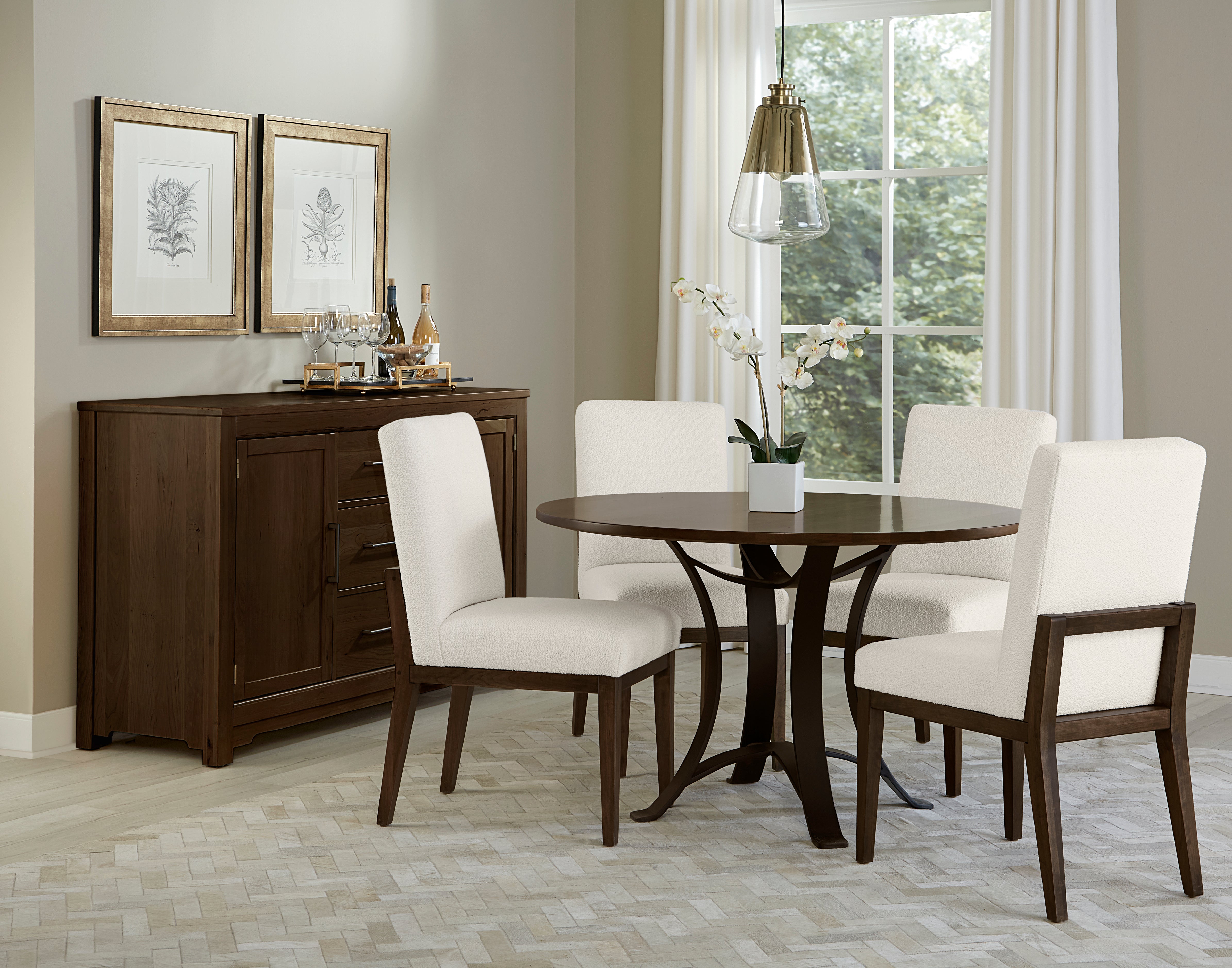 Artisan & Post Crafted Cherry 48 Inch Round Table  W/ Metal Base