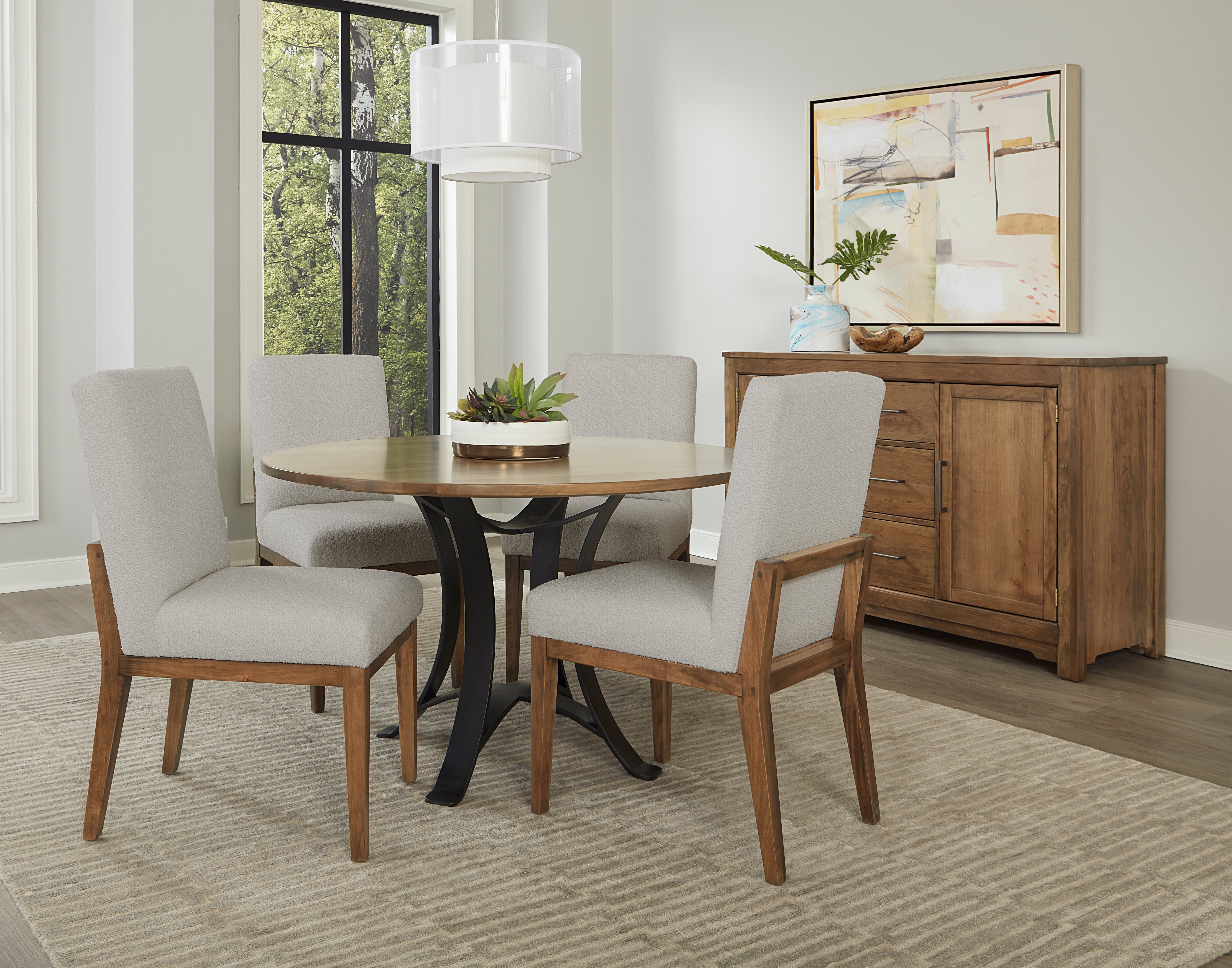 Artisan & Post Crafted Cherry 48 Inch Round Table  W/ Metal Base