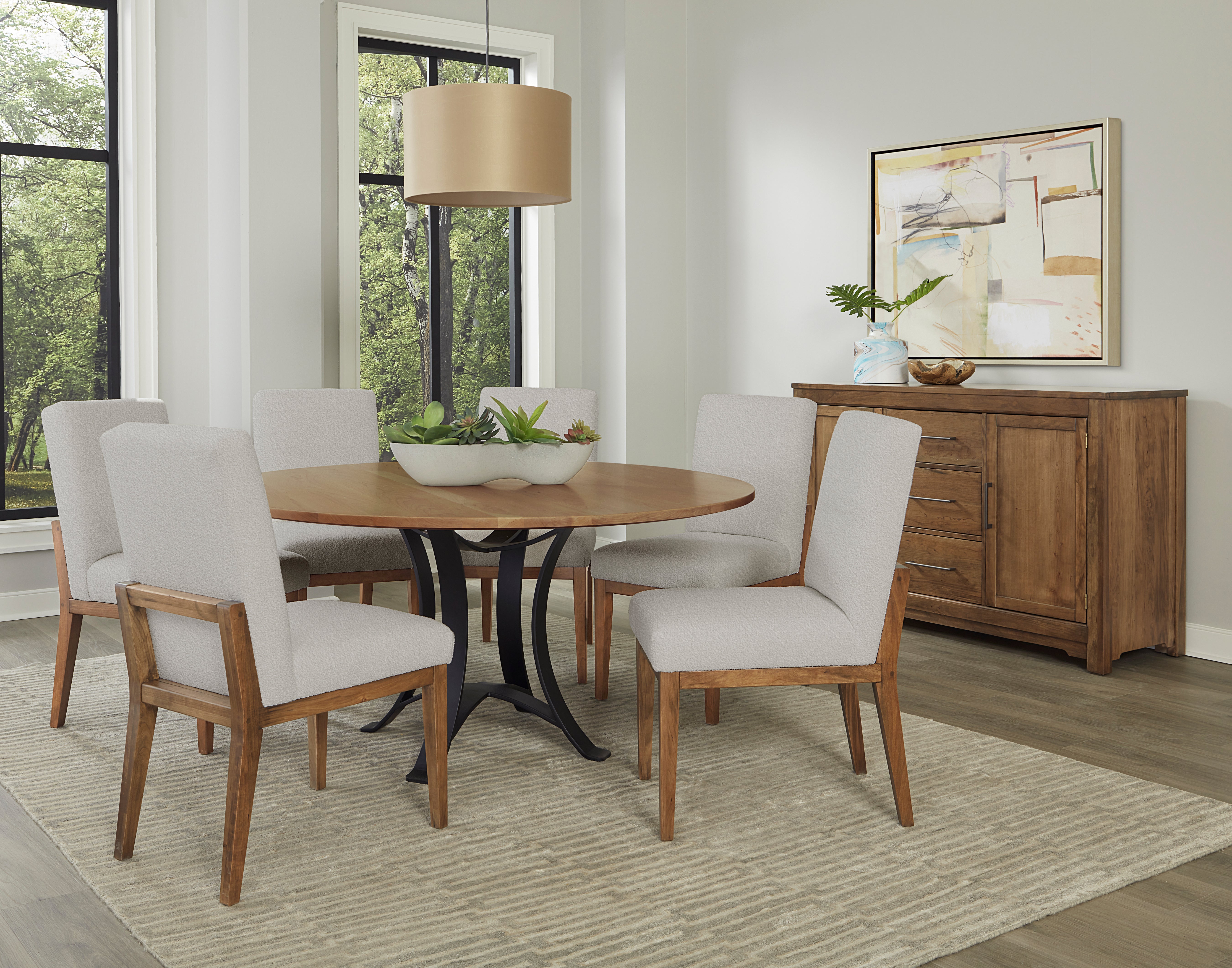 Artisan & Post Crafted Cherry 60 Inch Round Table  W/ Metal Base