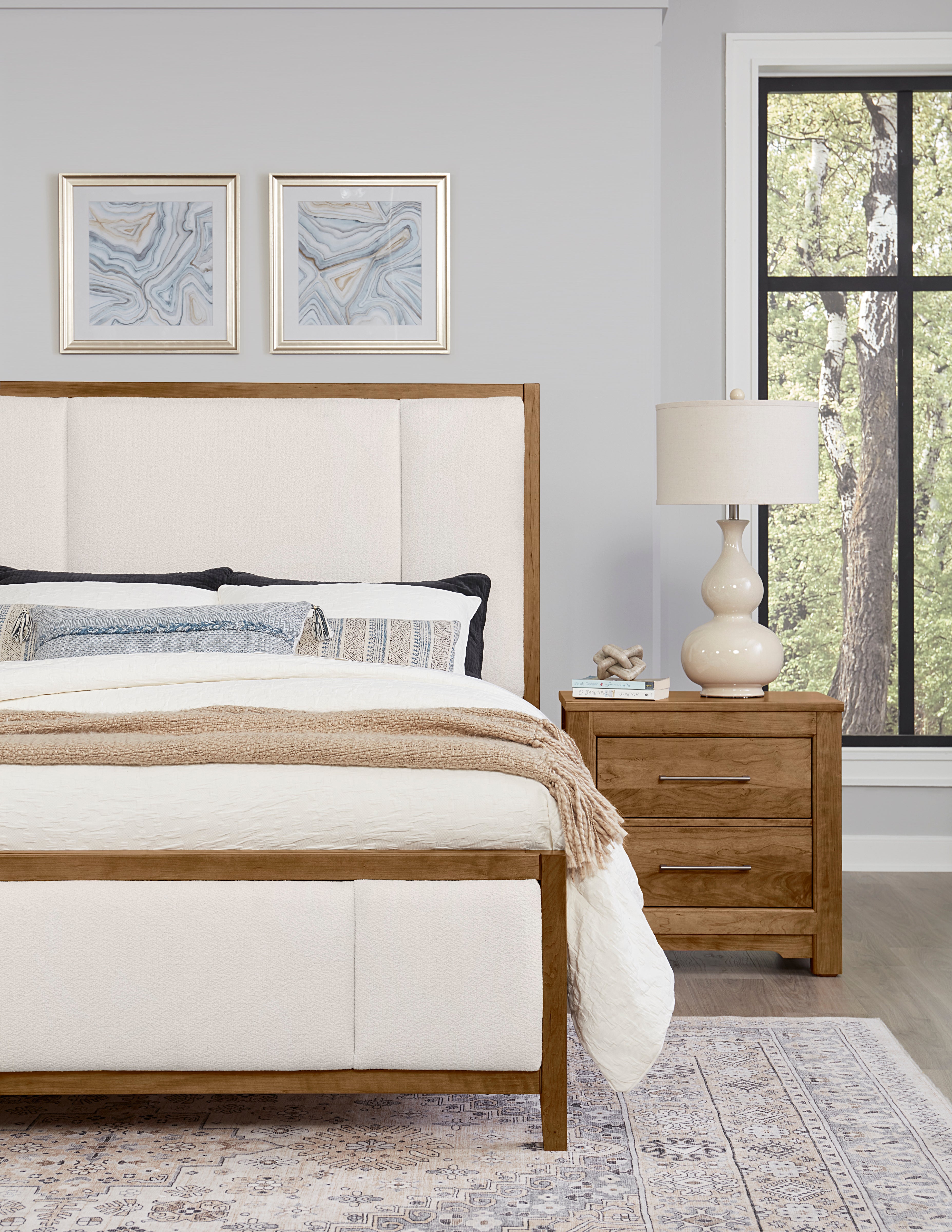 Artisan & Post Crafted Cherry Upholstered Bed (White Fabric)