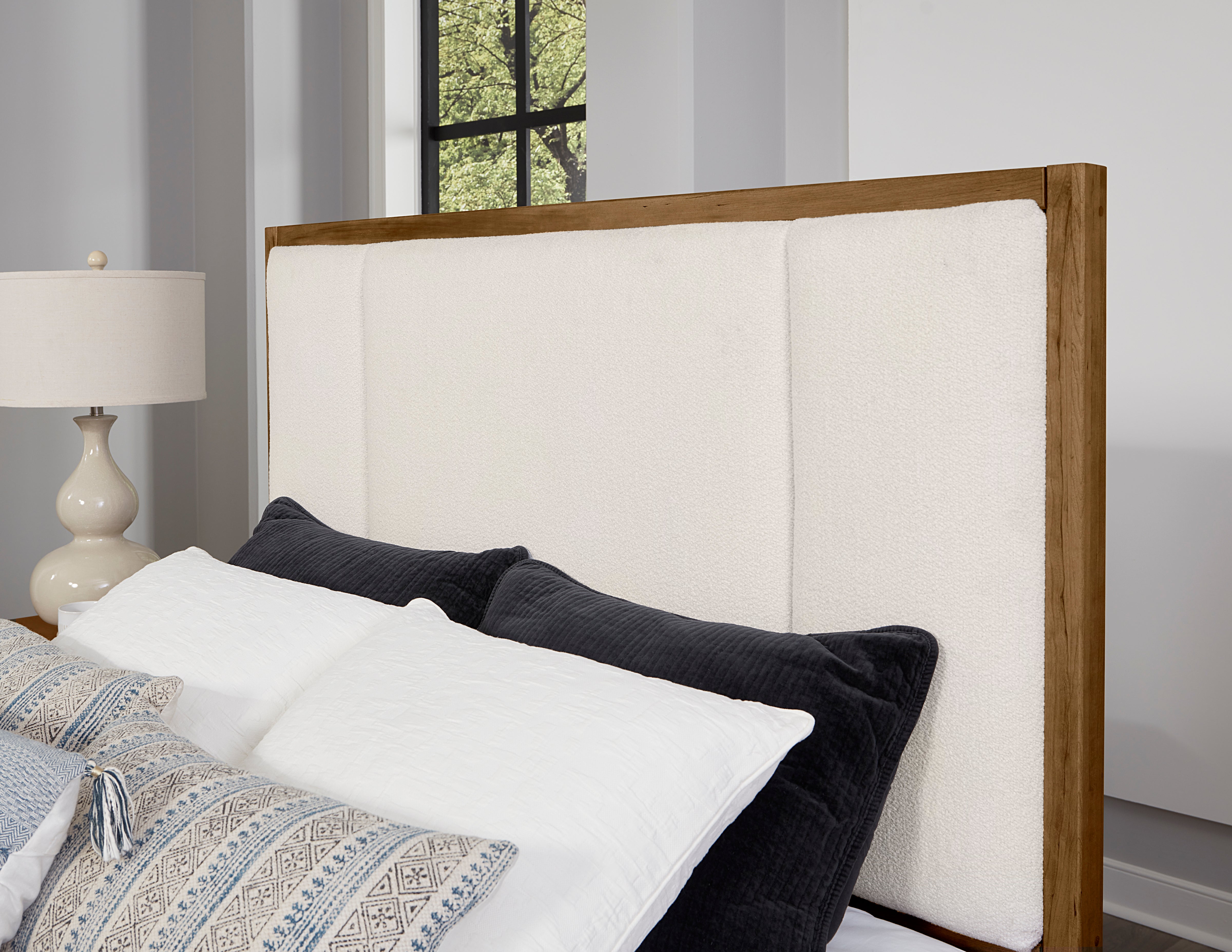 Artisan & Post Crafted Cherry Upholstered Bed (White Fabric)