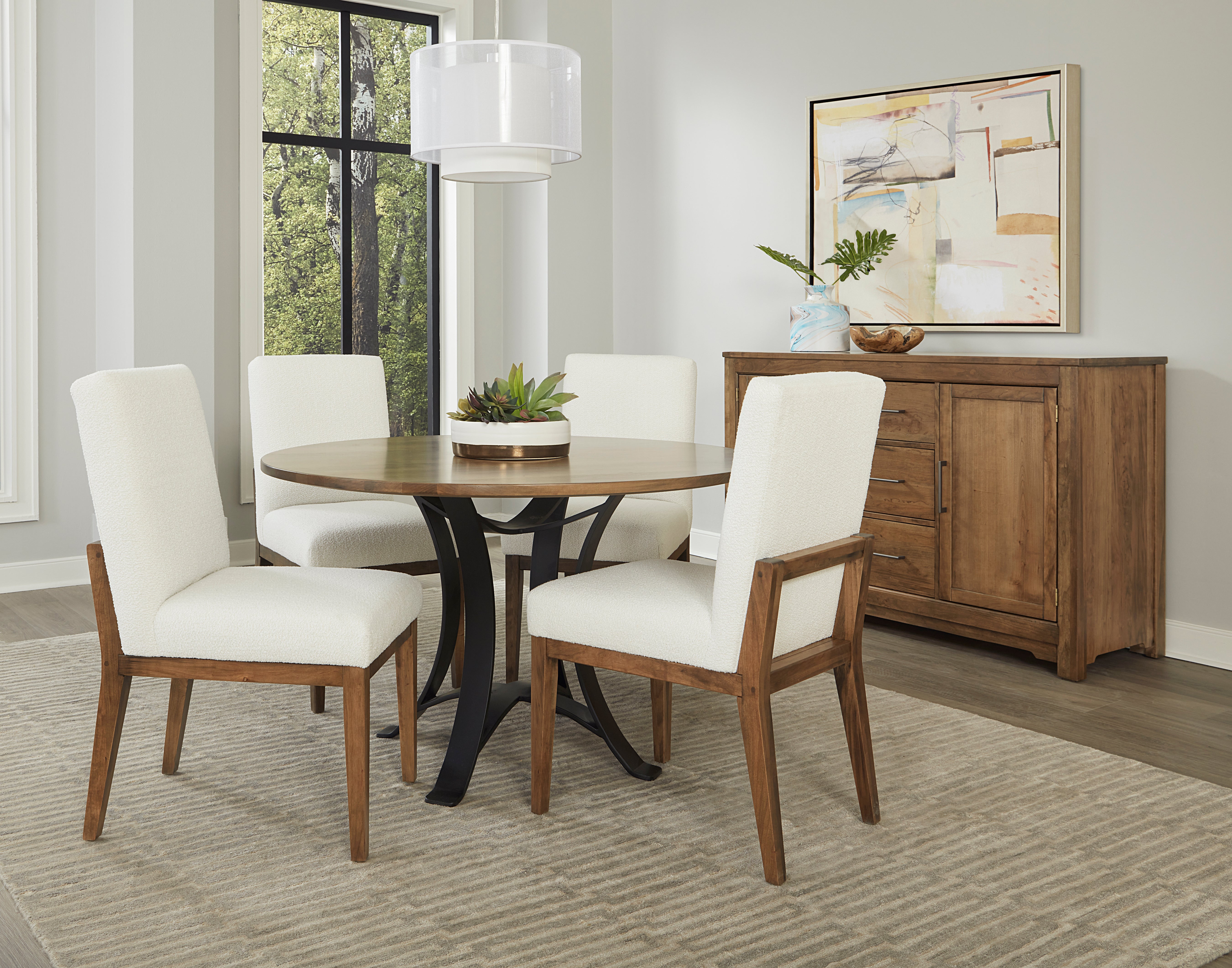 Artisan & Post Crafted Cherry Uph Side Chair White Fabric