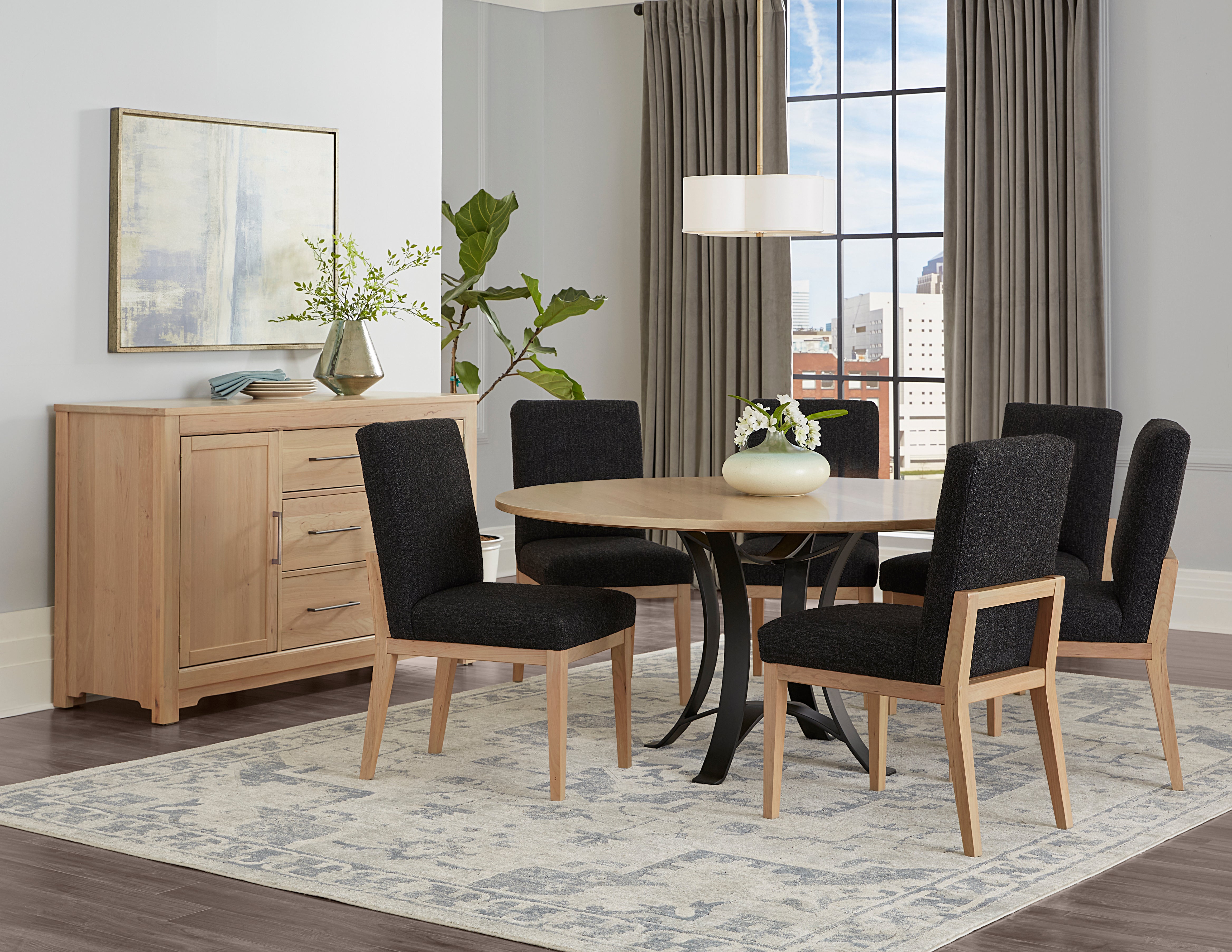 Artisan & Post Crafted Cherry 60 Inch Round Table  W/ Metal Base