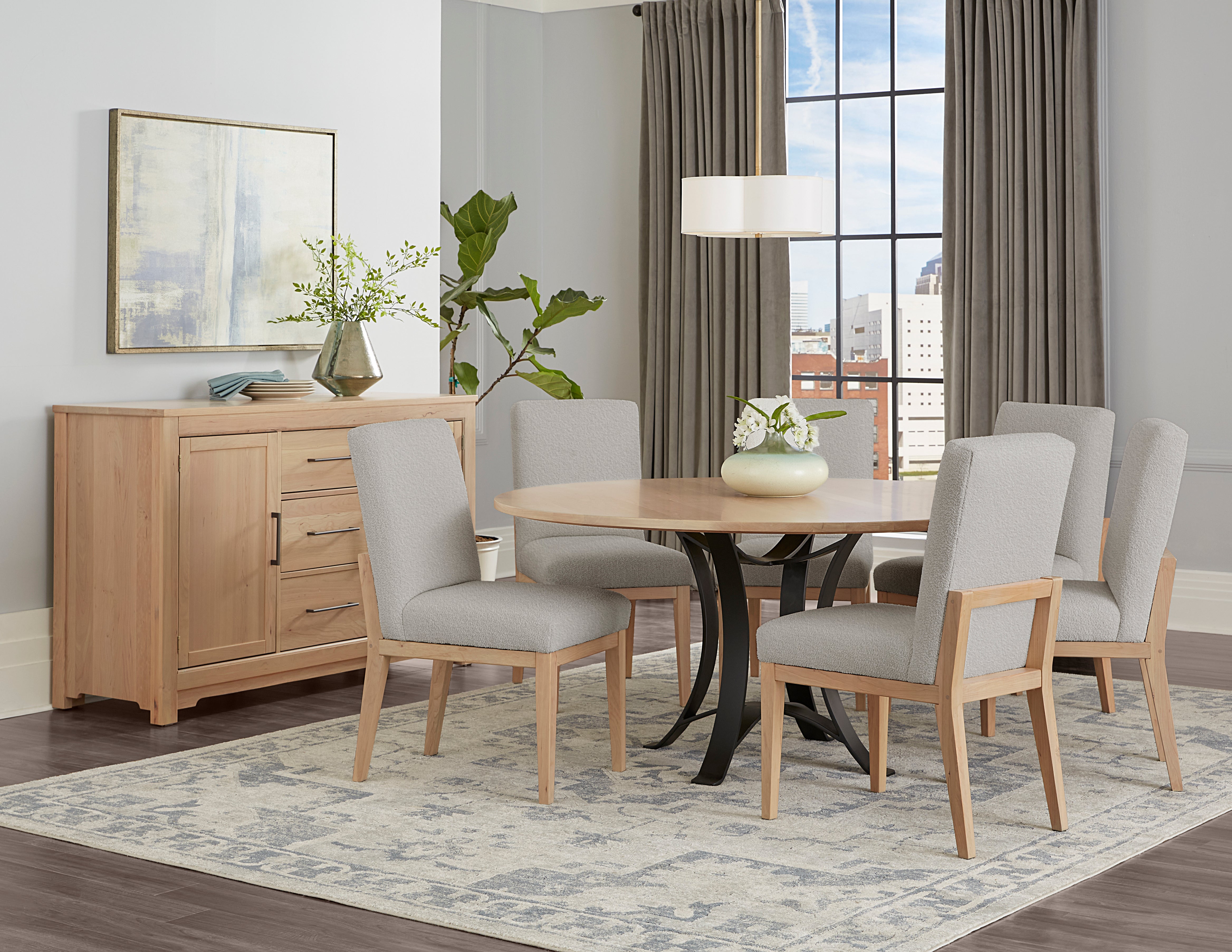 Artisan & Post Crafted Cherry 60 Inch Round Table  W/ Metal Base