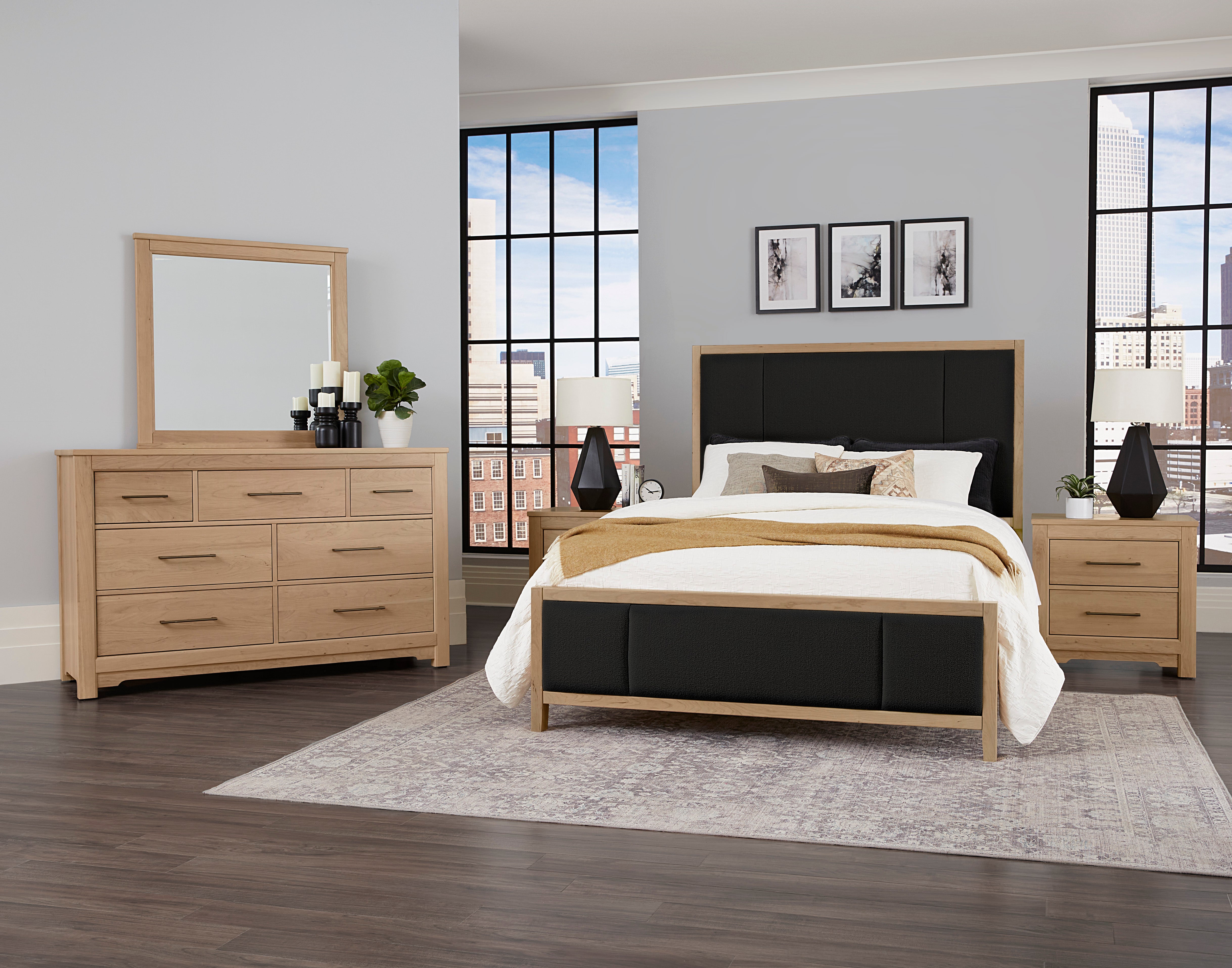 Artisan & Post Crafted Cherry Upholstered Bed (Black Fabric)