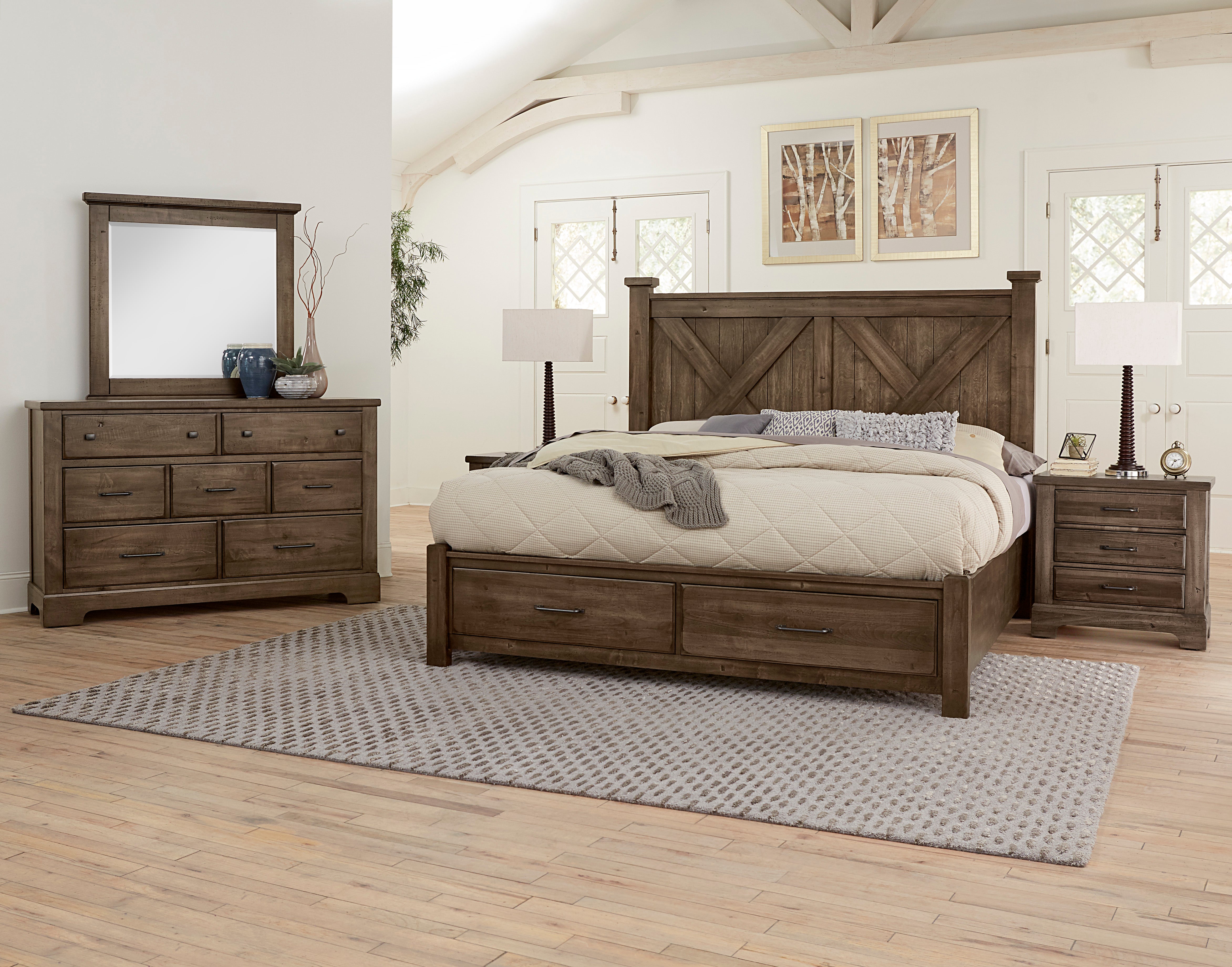 Artisan & Post Cool Rustic X Bed with Footboard Storage