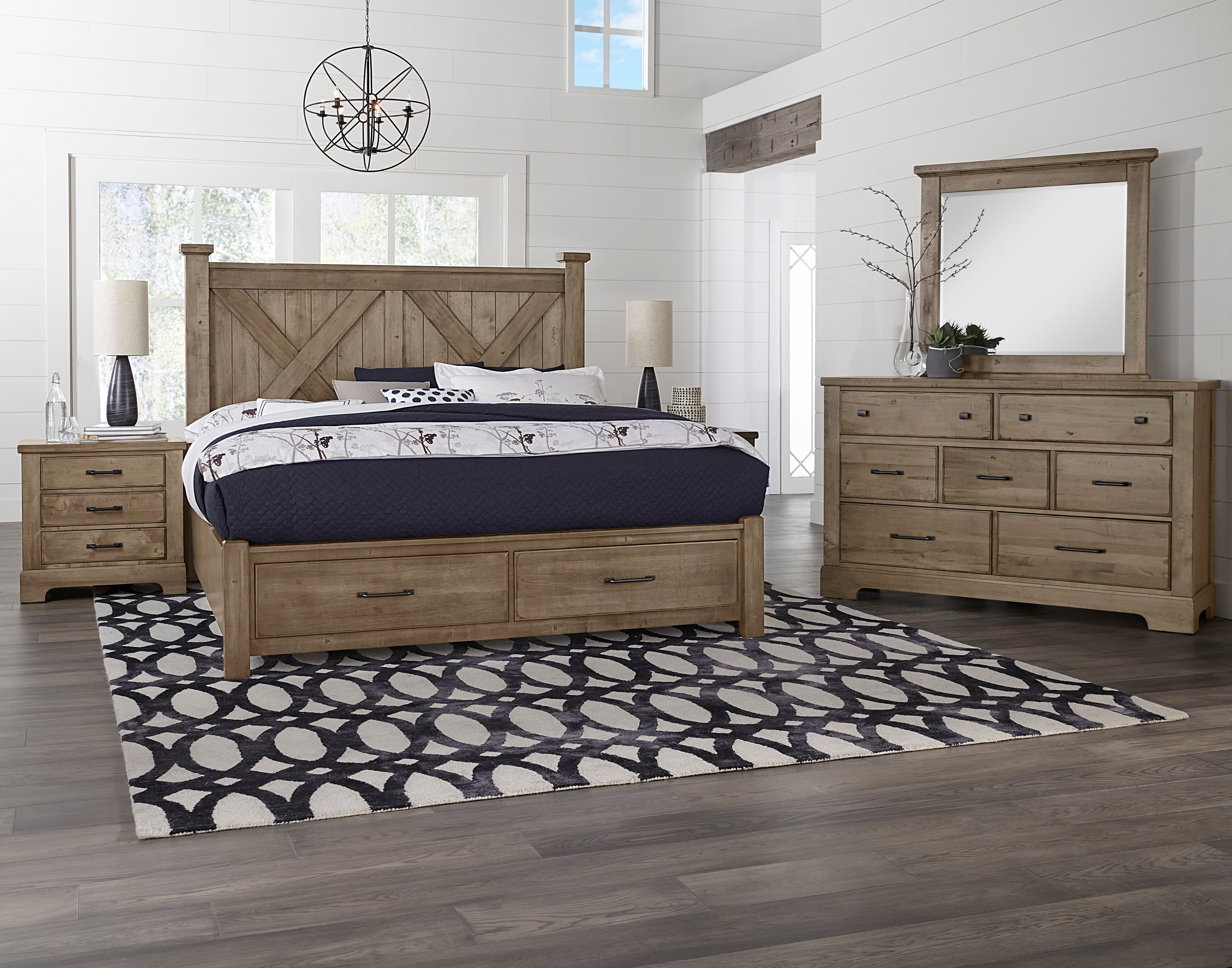 Artisan & Post Cool Rustic X Bed with Footboard Storage