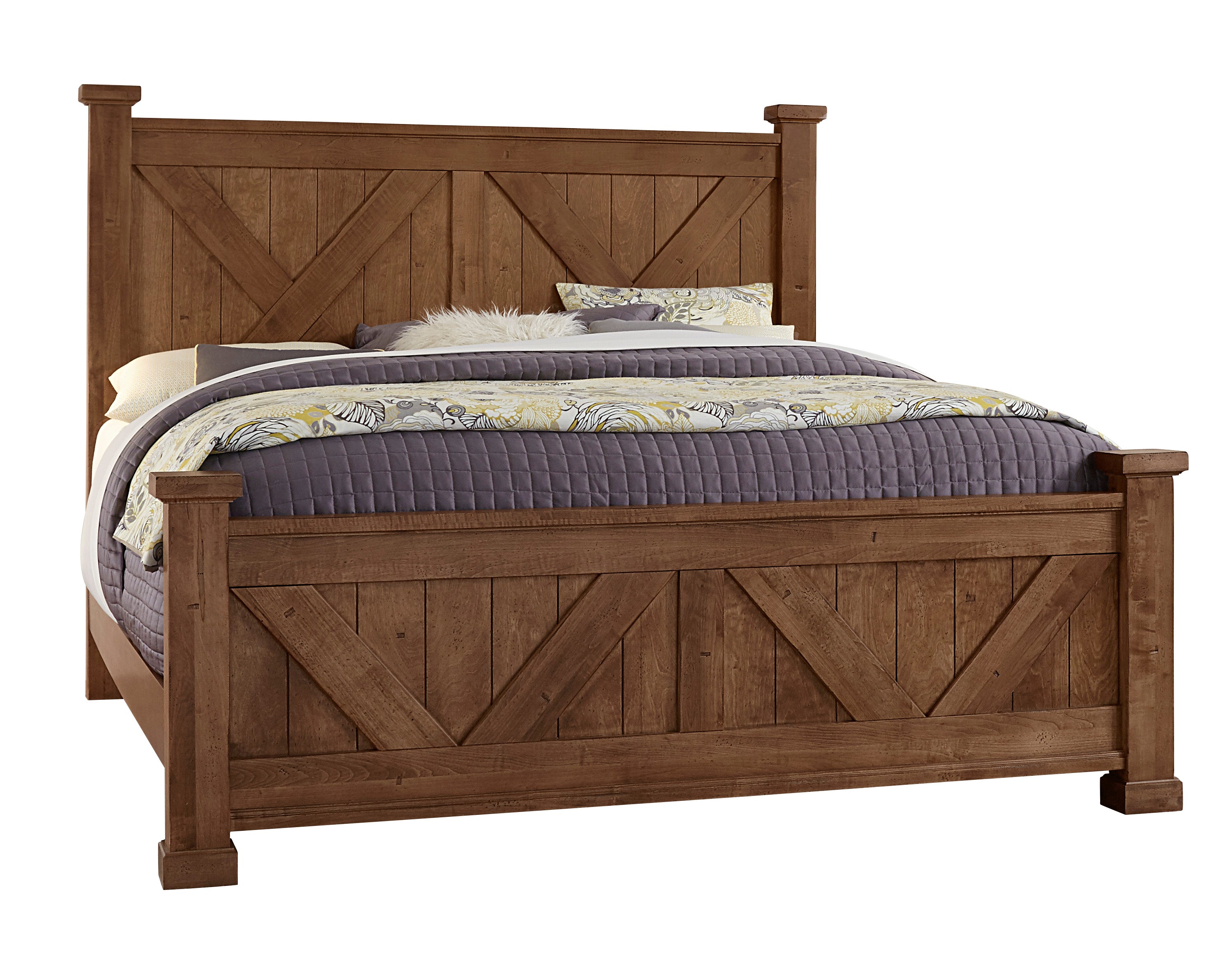cool-rustic-cal-king-x-bed-with-x-footboard-in-amber