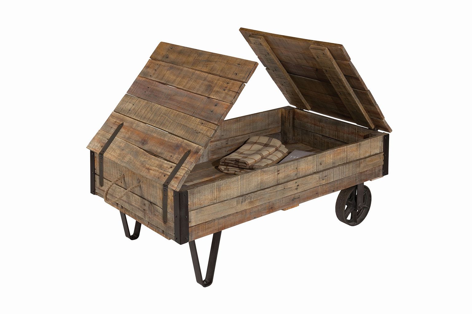 Kincaid Furniture Modern Classics Industral Cart Cocktail Table in Medium Stain