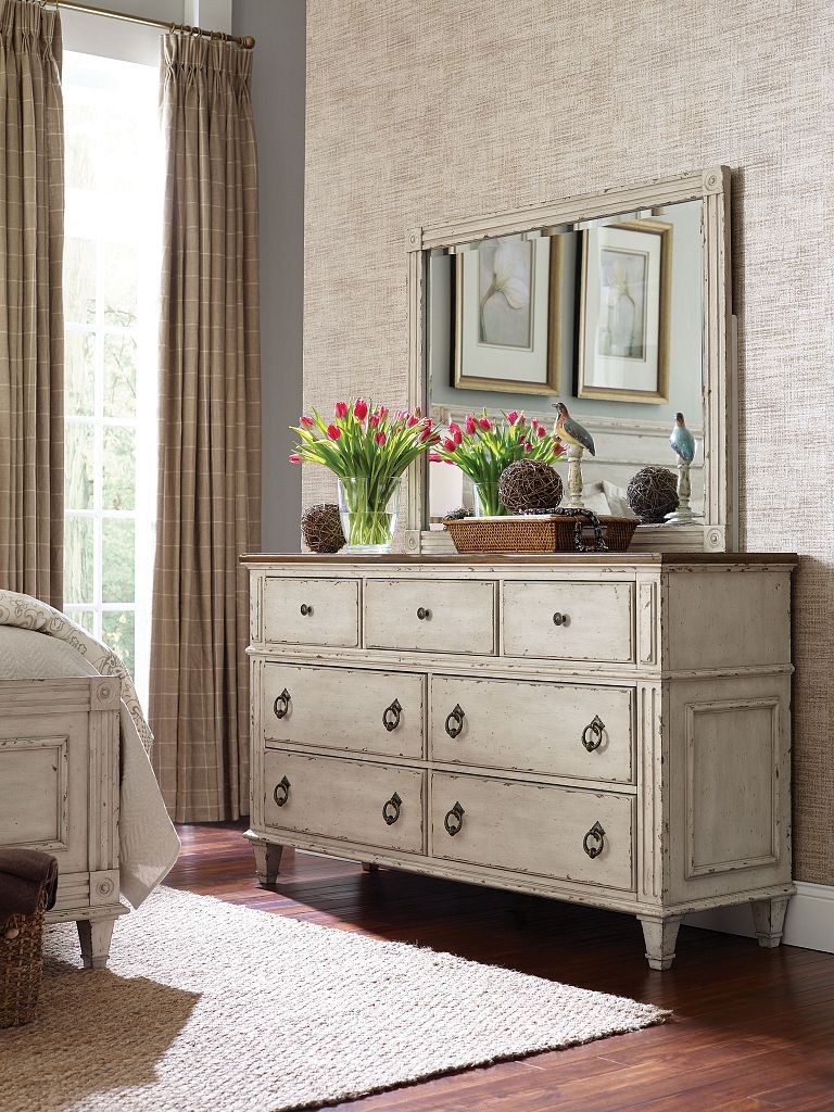 American Drew Southbury Drawer Dresser in Fossil/Parchment