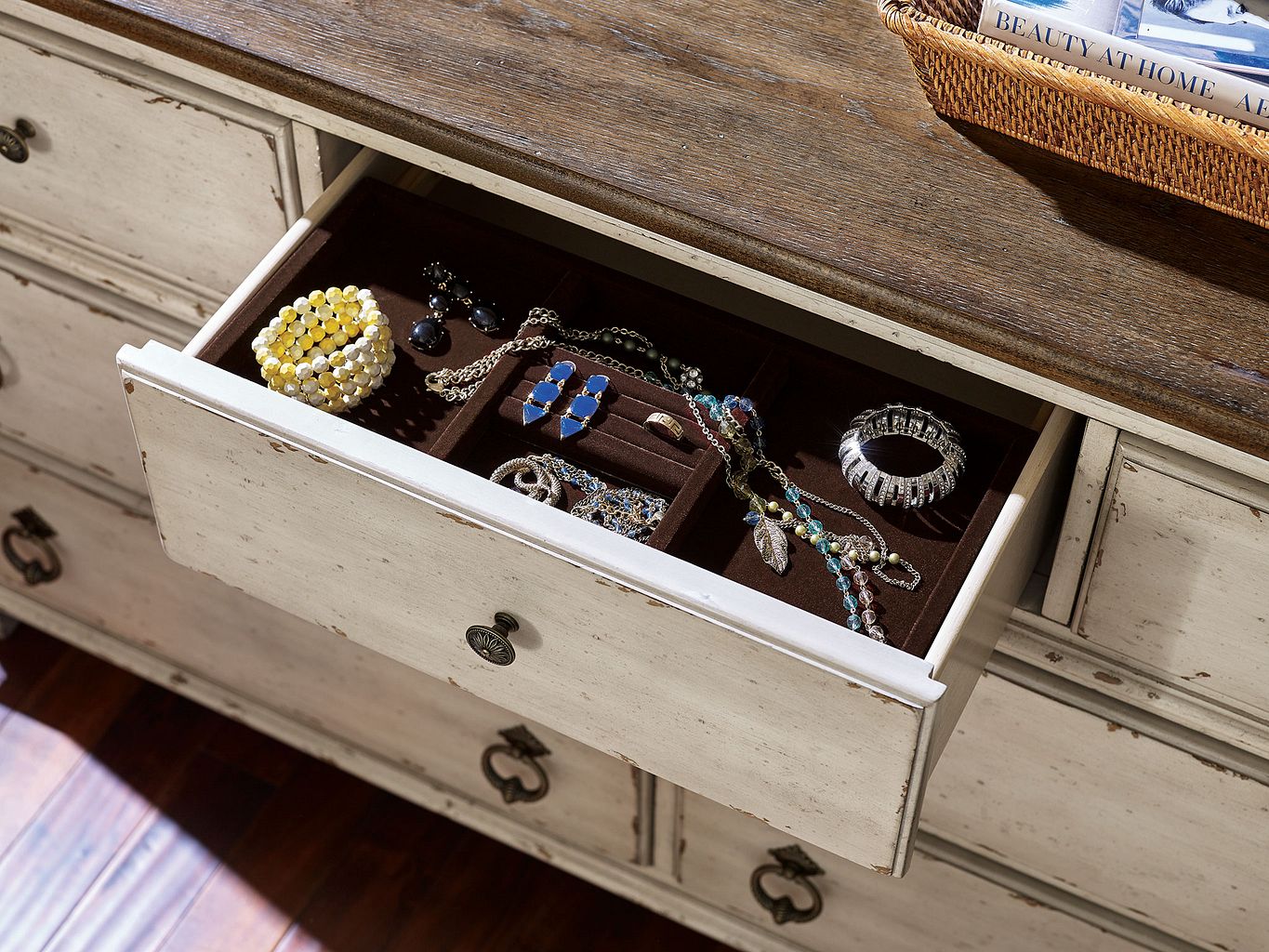 American Drew Southbury Drawer Dresser in Fossil/Parchment