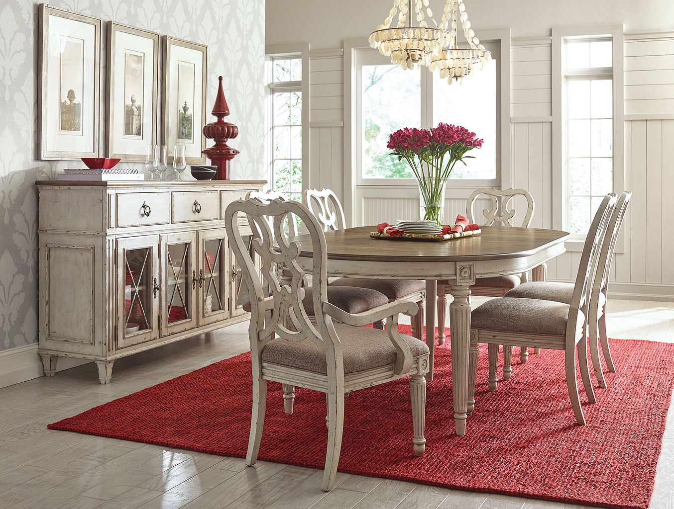 American Drew Southbury Cortona Arm Dining Chair in Parchment