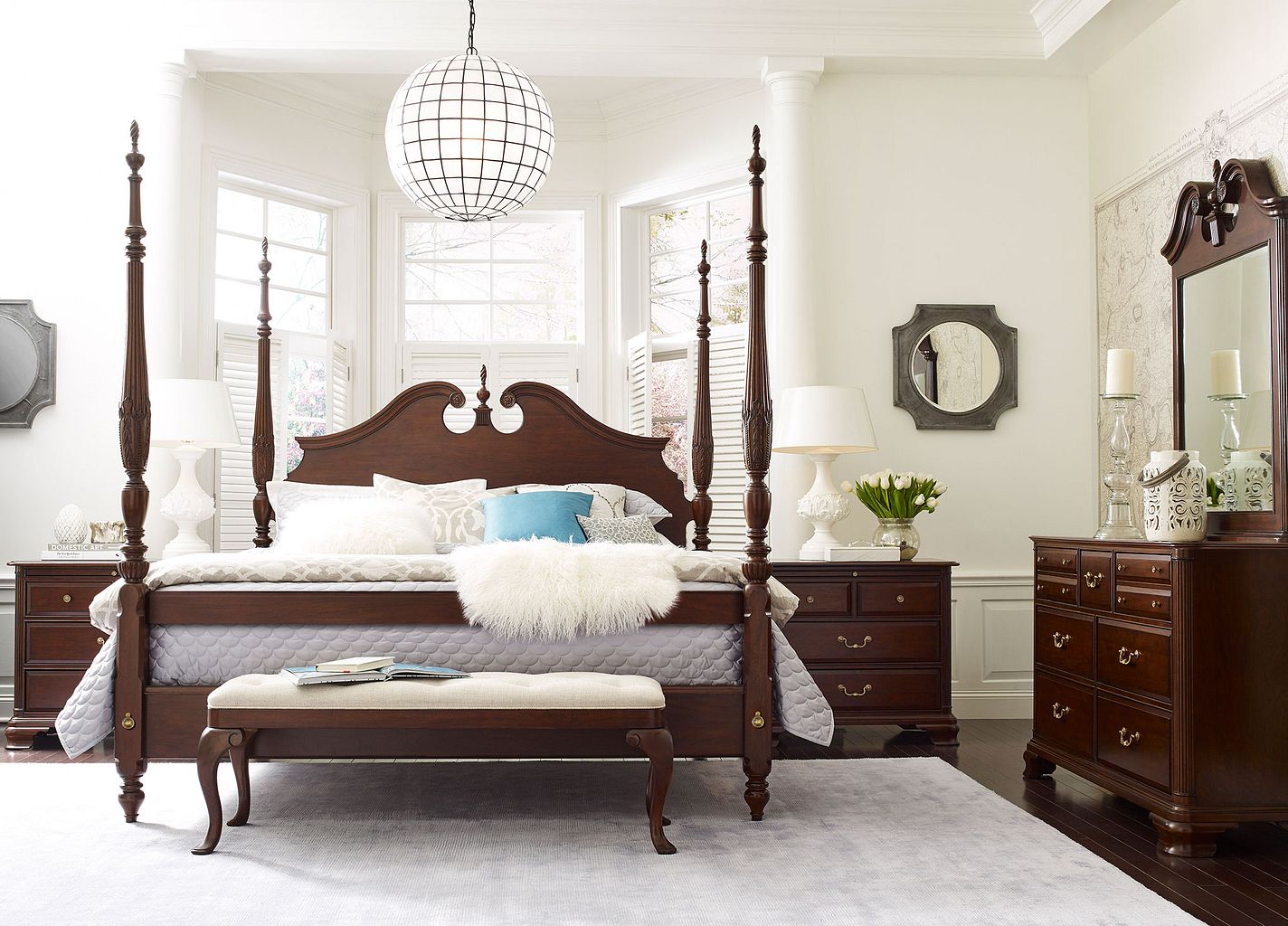 Kincaid Furniture Hadleigh Rice Carved Bed in Classic Cherry