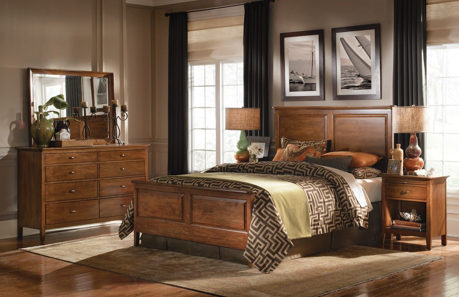Kincaid Furniture Cherry Park Panel Bed in Natural Cherry