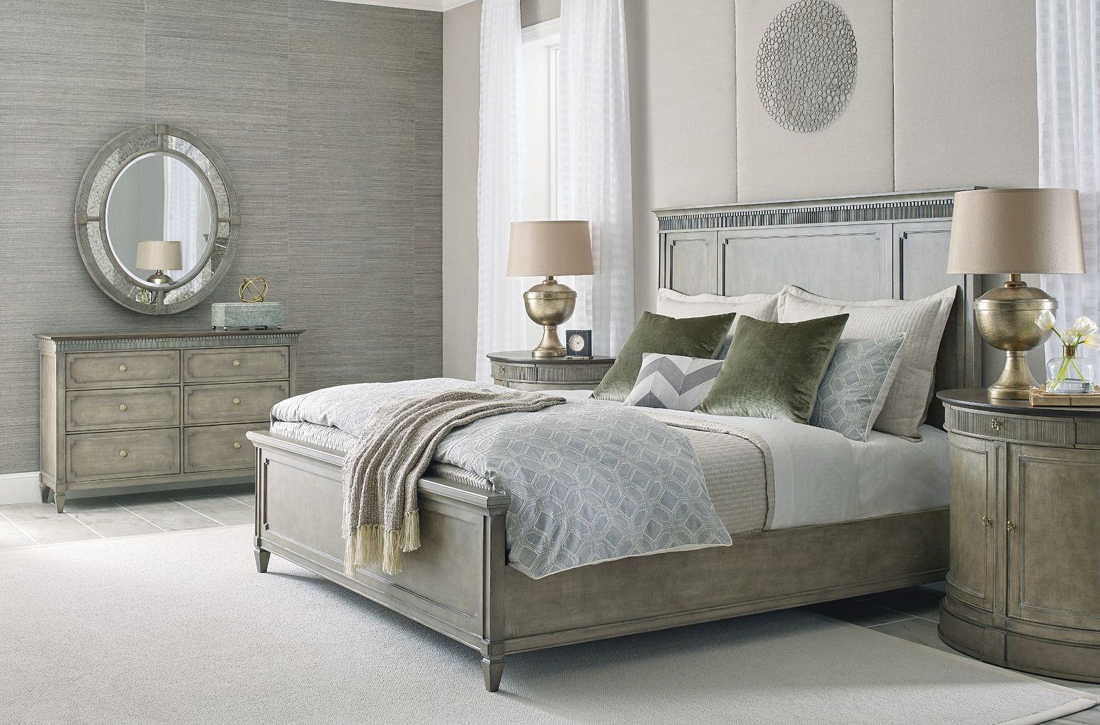 American Drew Savona Katrine Panel Bed in Versaille