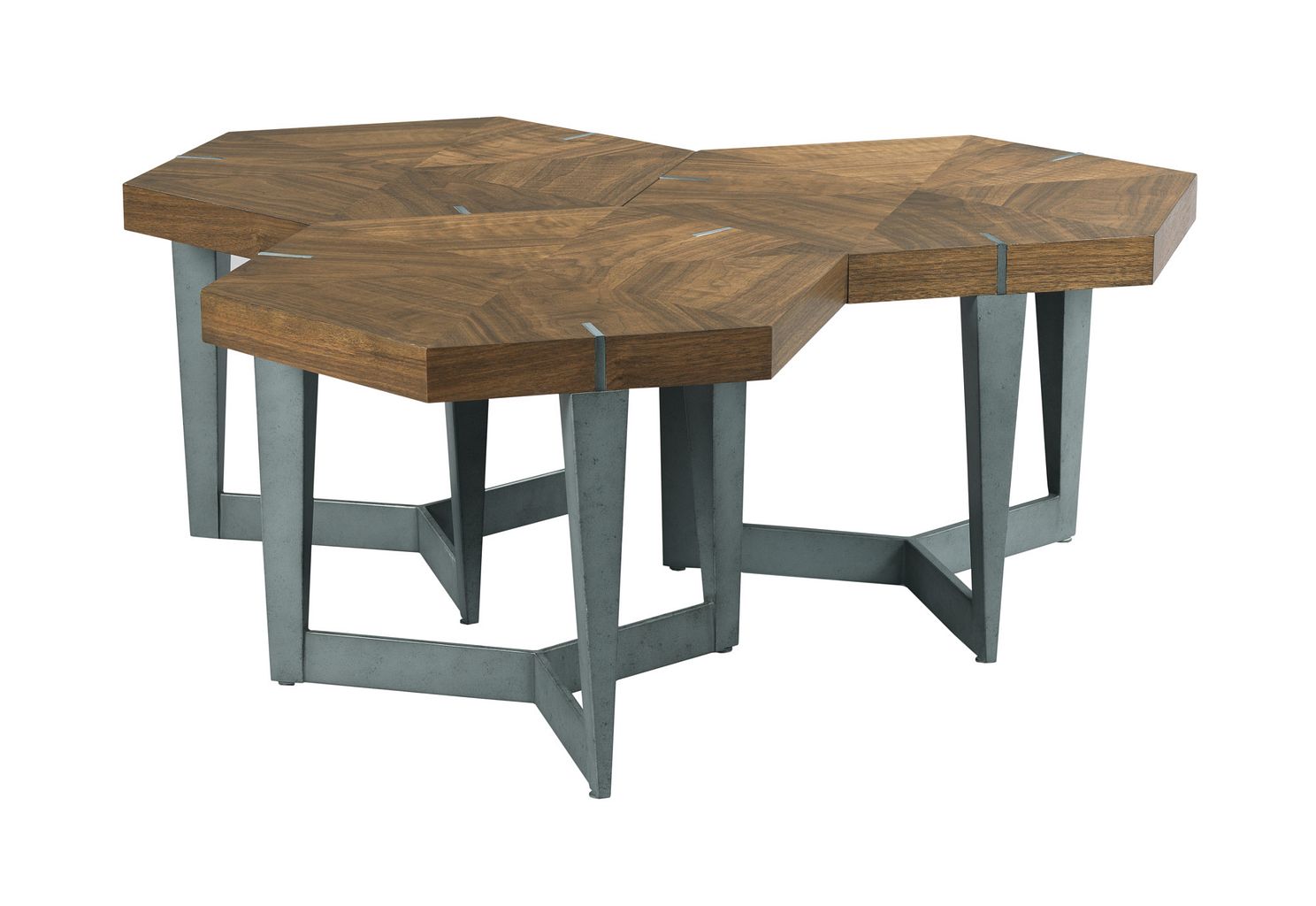 American Drew Ad Modern Synergy Echo Bunching Cocktail Table in Ambrosia Maple/Rolled Steel