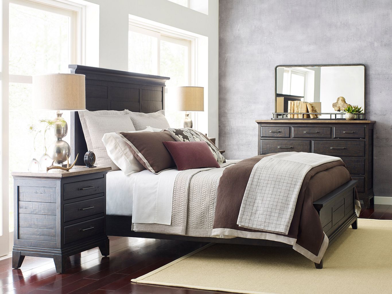 Kincaid Furniture Plank Road Jessup Panel Bed in Charcoal