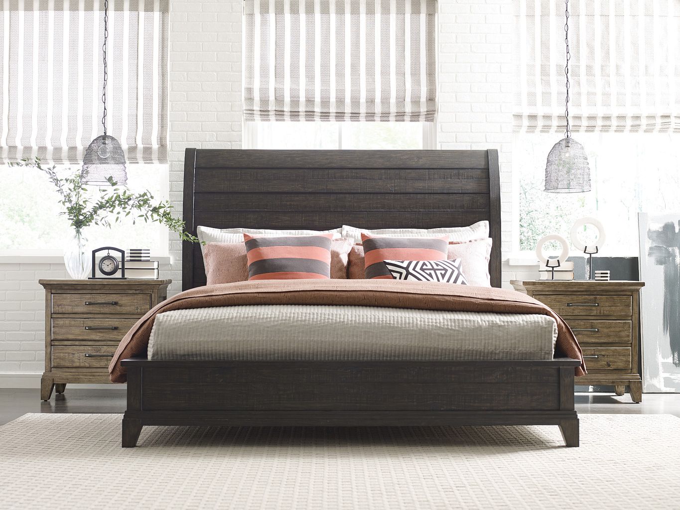 Kincaid Furniture Plank Road Eastburn Sleigh Bed in Charcoal