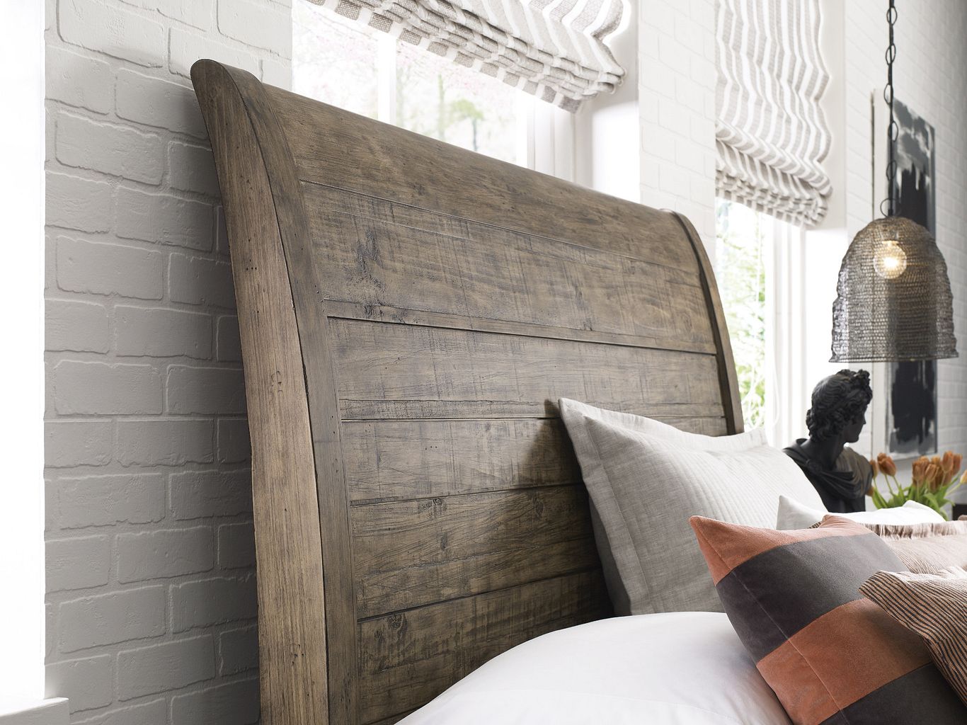 Kincaid Furniture Plank Road Eastburn Sleigh Bed in Sandstone