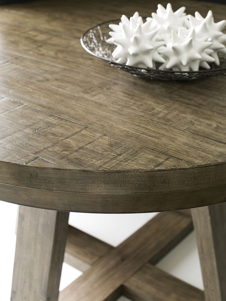 Kincaid Furniture Plank Road Button Dining Table in Sandstone