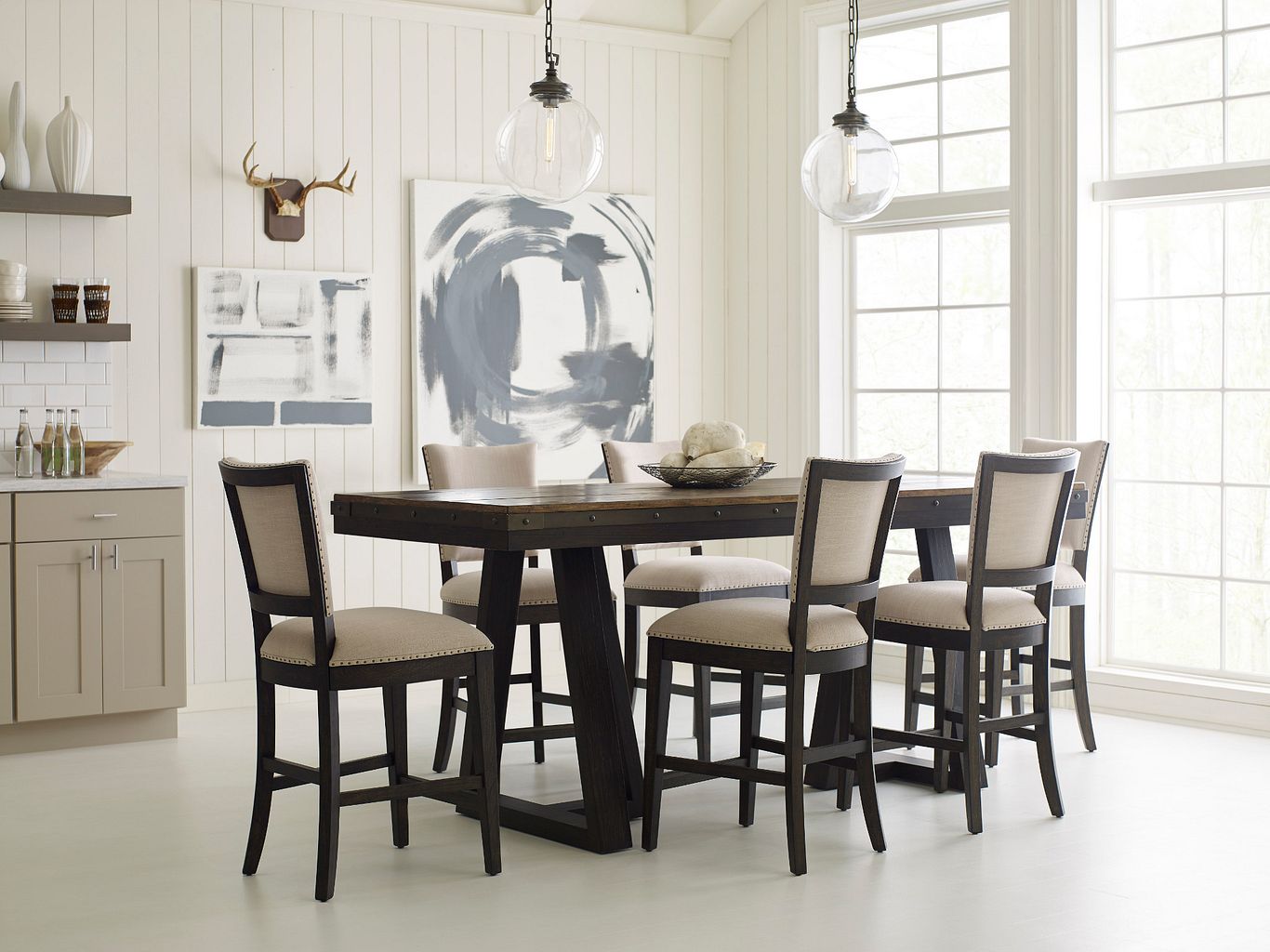 Kincaid Furniture Plank Road Kimler Counter Height Dining Table in Charcoal