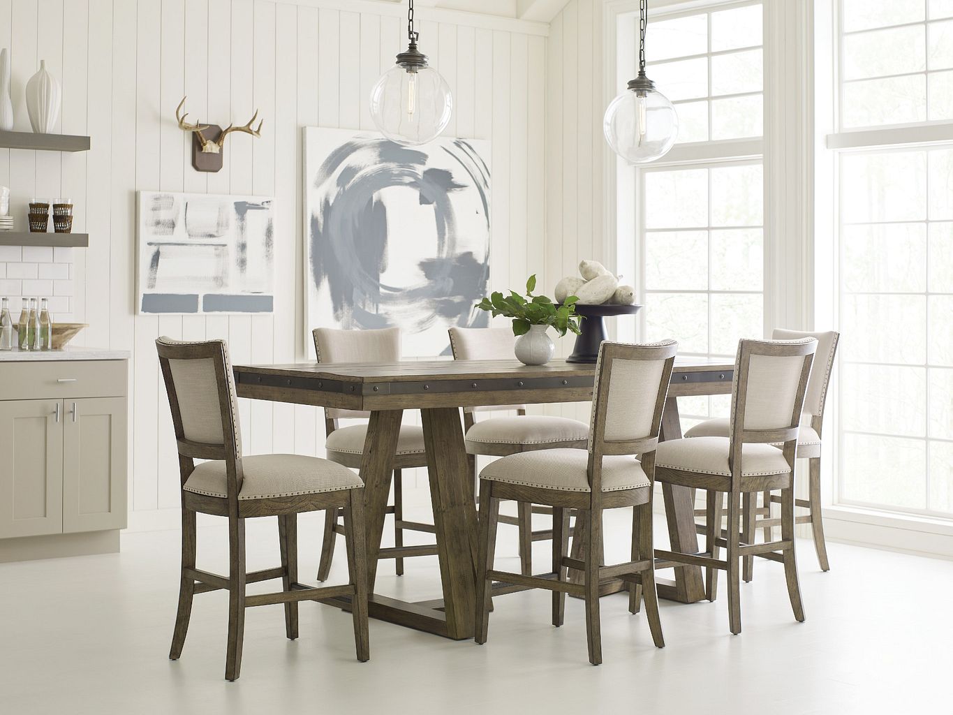 Kincaid Furniture Plank Road Kimler Counter Height Chair in Sandstone