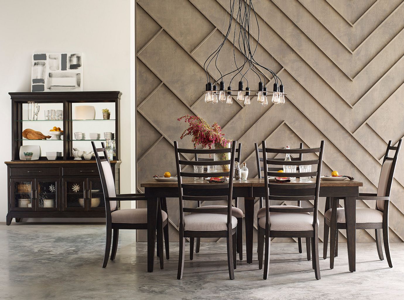 Kincaid Furniture Plank Road Rockland Buffet with Hutch in Charcoal