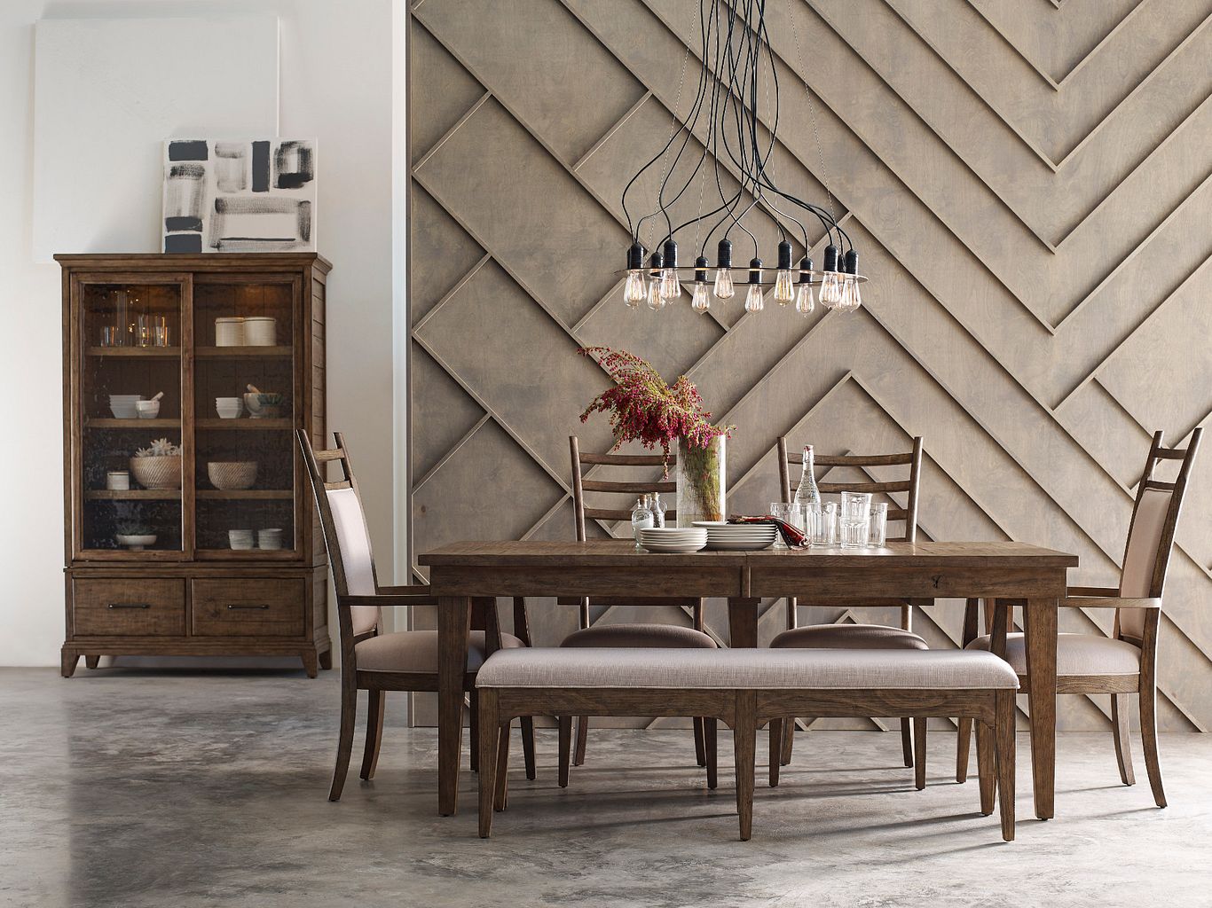 Kincaid Furniture Plank Road Darby Display Cabinet in Sandstone