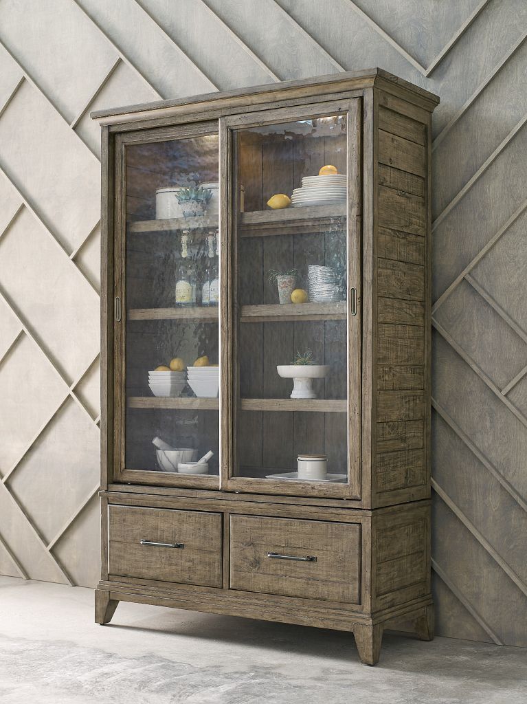 Kincaid Furniture Plank Road Darby Display Cabinet in Sandstone