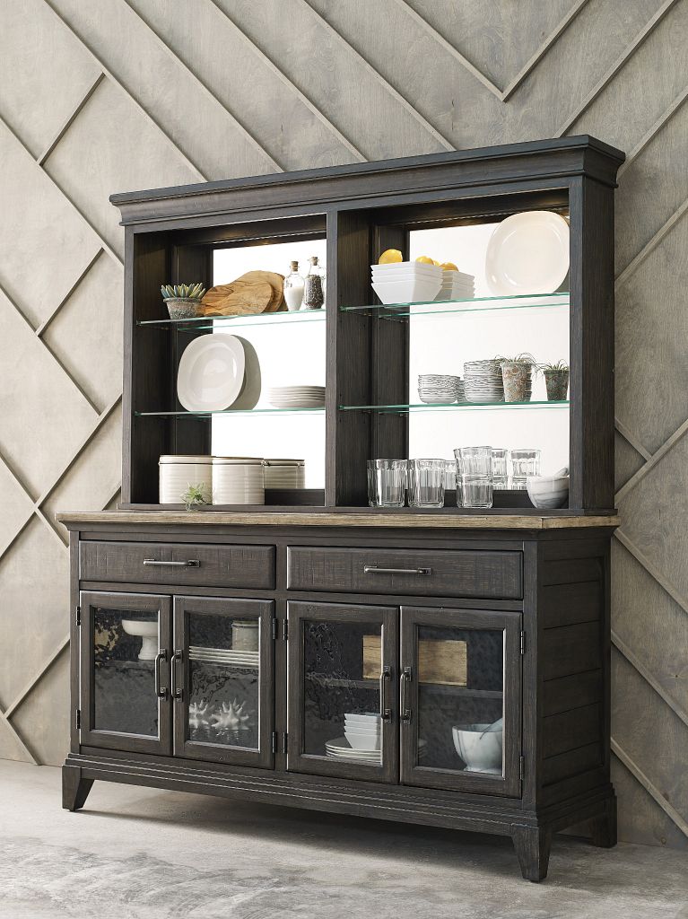 Kincaid Furniture Plank Road Rockland Buffet with Hutch in Charcoal