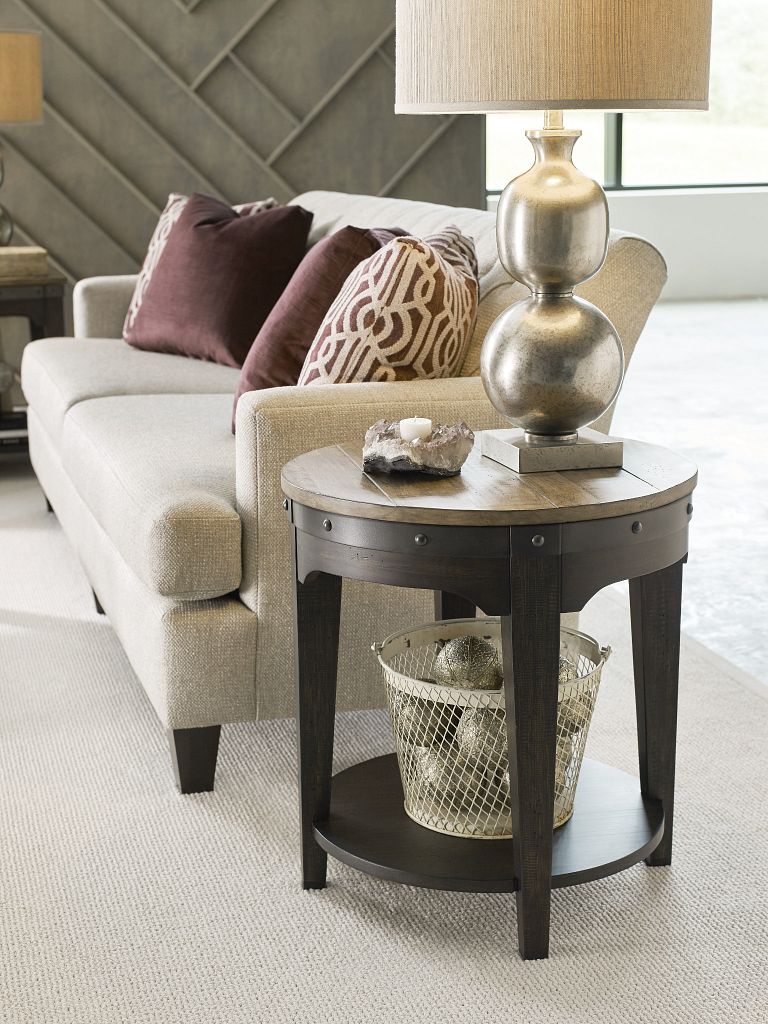 Kincaid Furniture Plank Road Artisans Round End Table in Charcoal