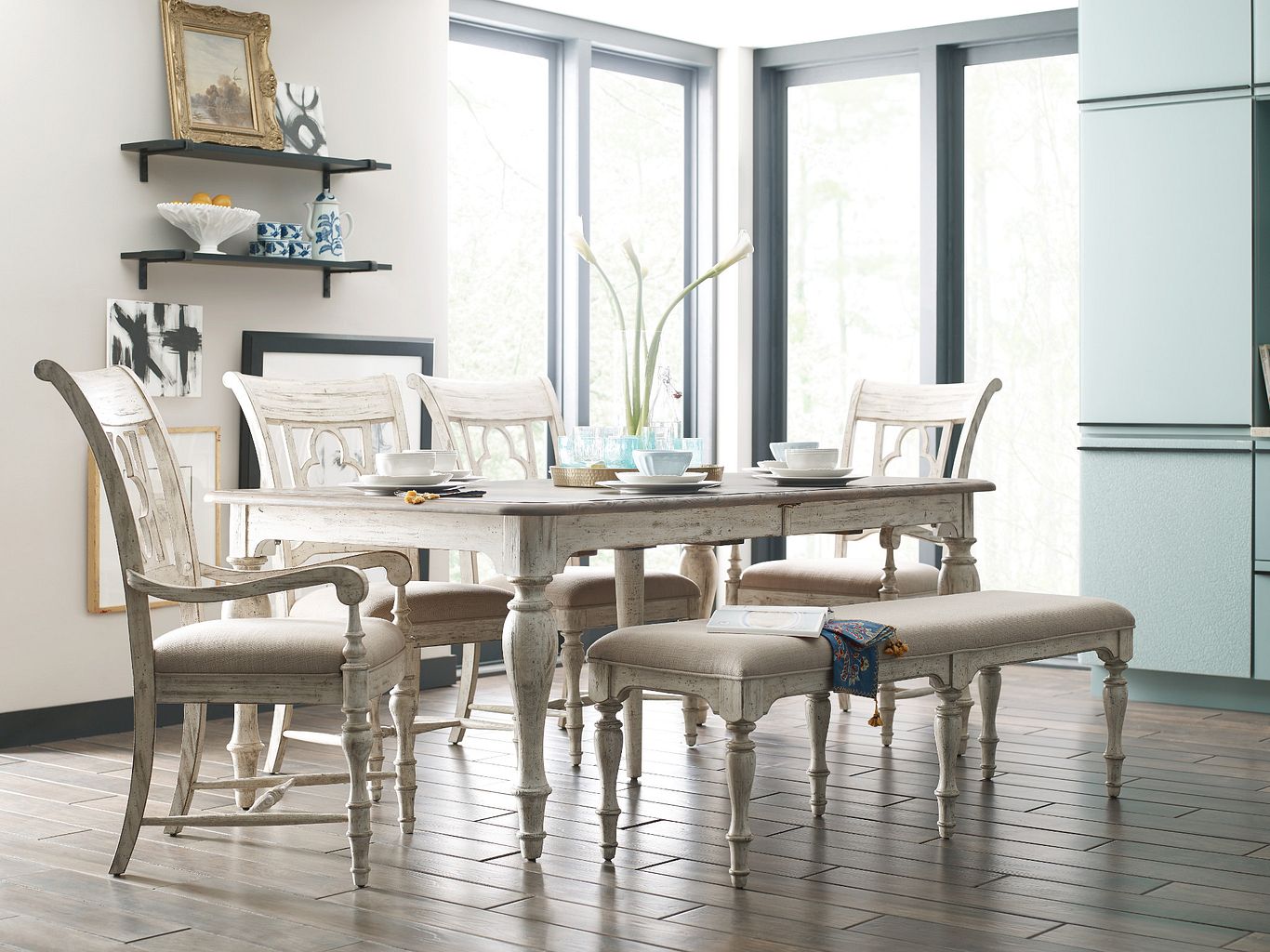 Kincaid Furniture Weatherford Belmont Dining Bench in Cornsilk