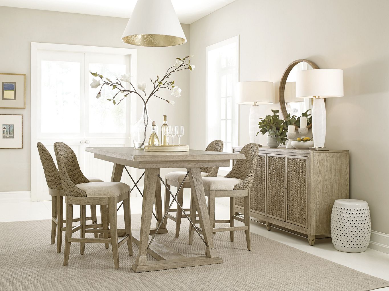 American Drew Vista Boca Woven Stool in Oyster