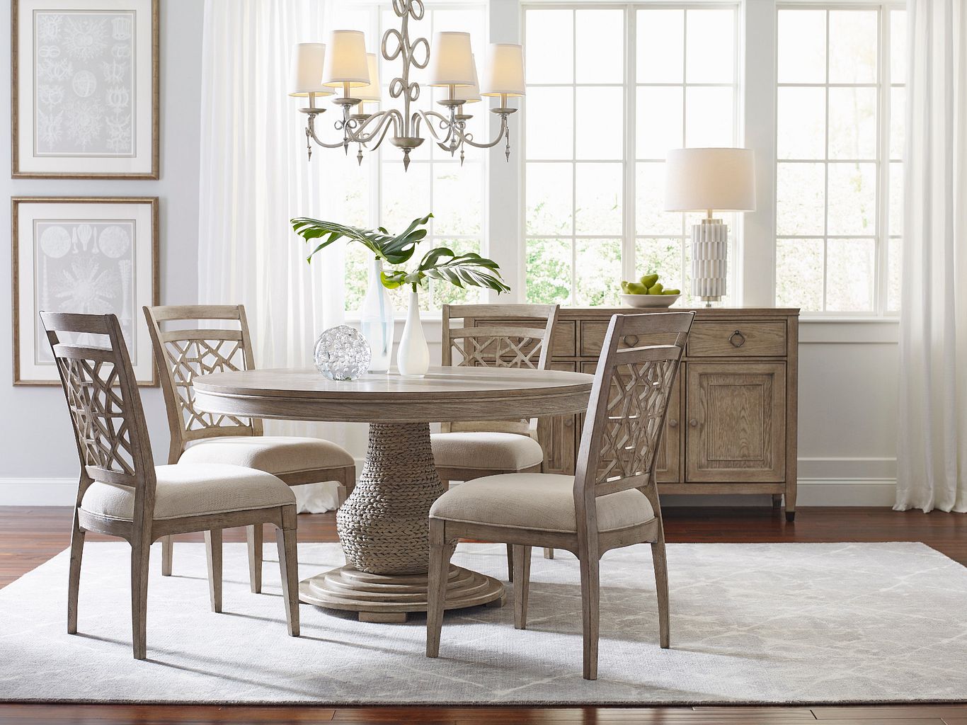 American Drew Vista Largo Round Dining Table in Oyster