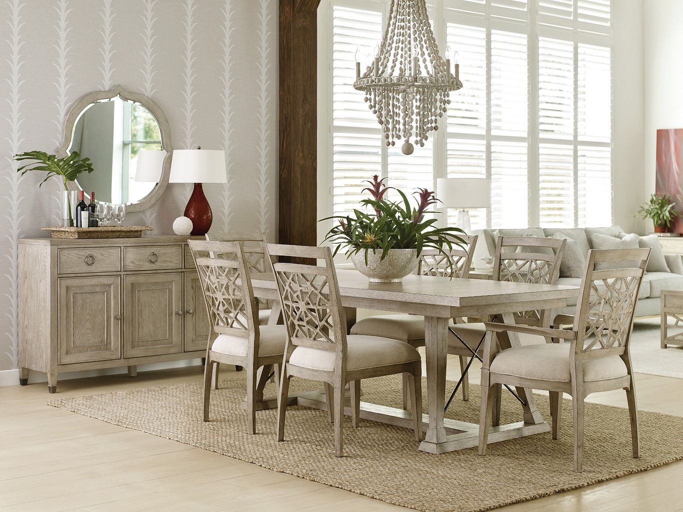American Drew Vista Clayton Dining Table in Oyster