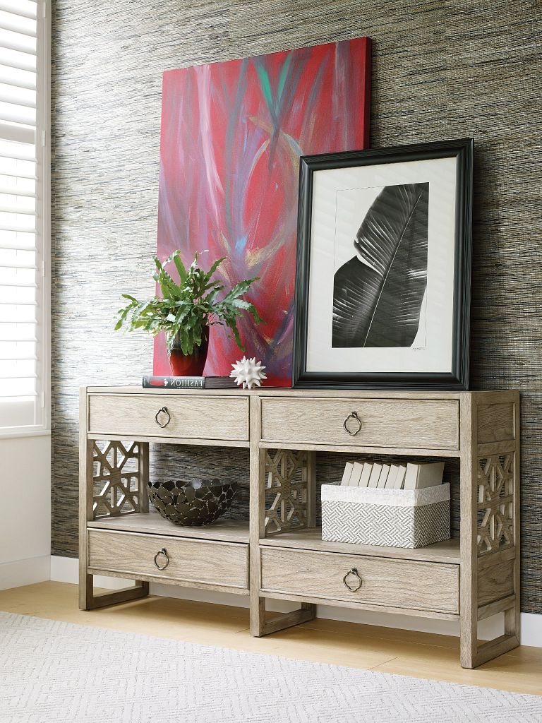 American Drew Vista Biscayne Hall Console in Oyster