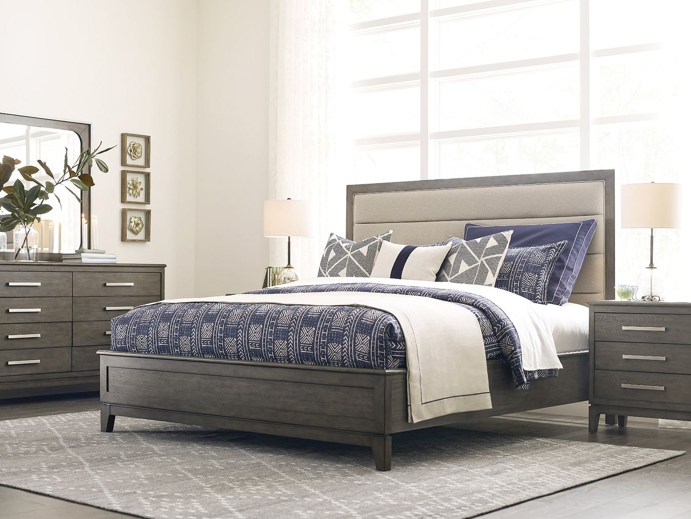 Kincaid Furniture Cascade Ross Upholstered Panel Bed in Sable