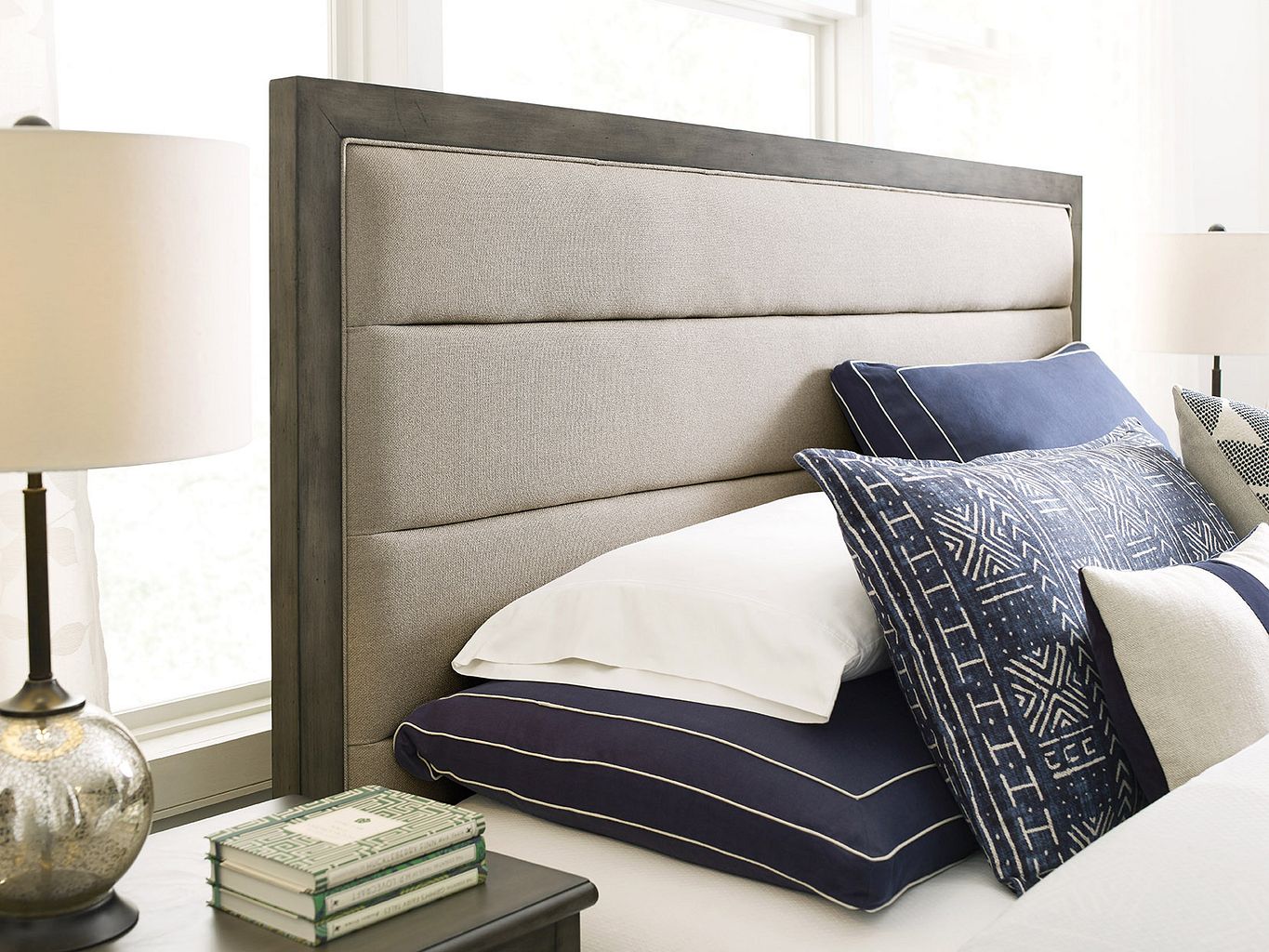 Kincaid Furniture Cascade Ross Upholstered Panel Bed in Sable