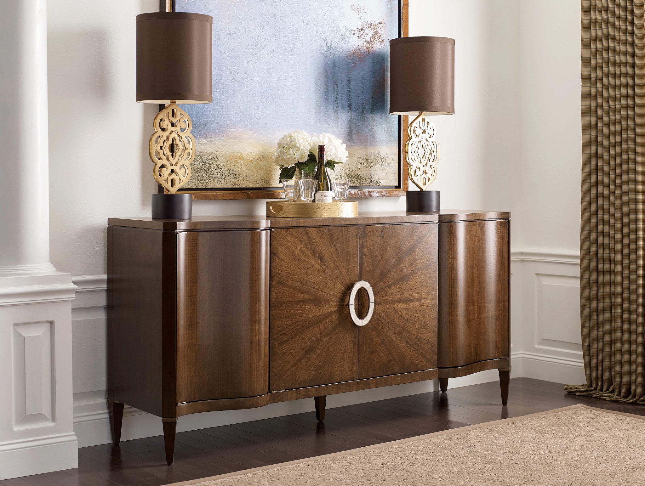 American Drew Vantage Springfield Buffet in Warm Brown