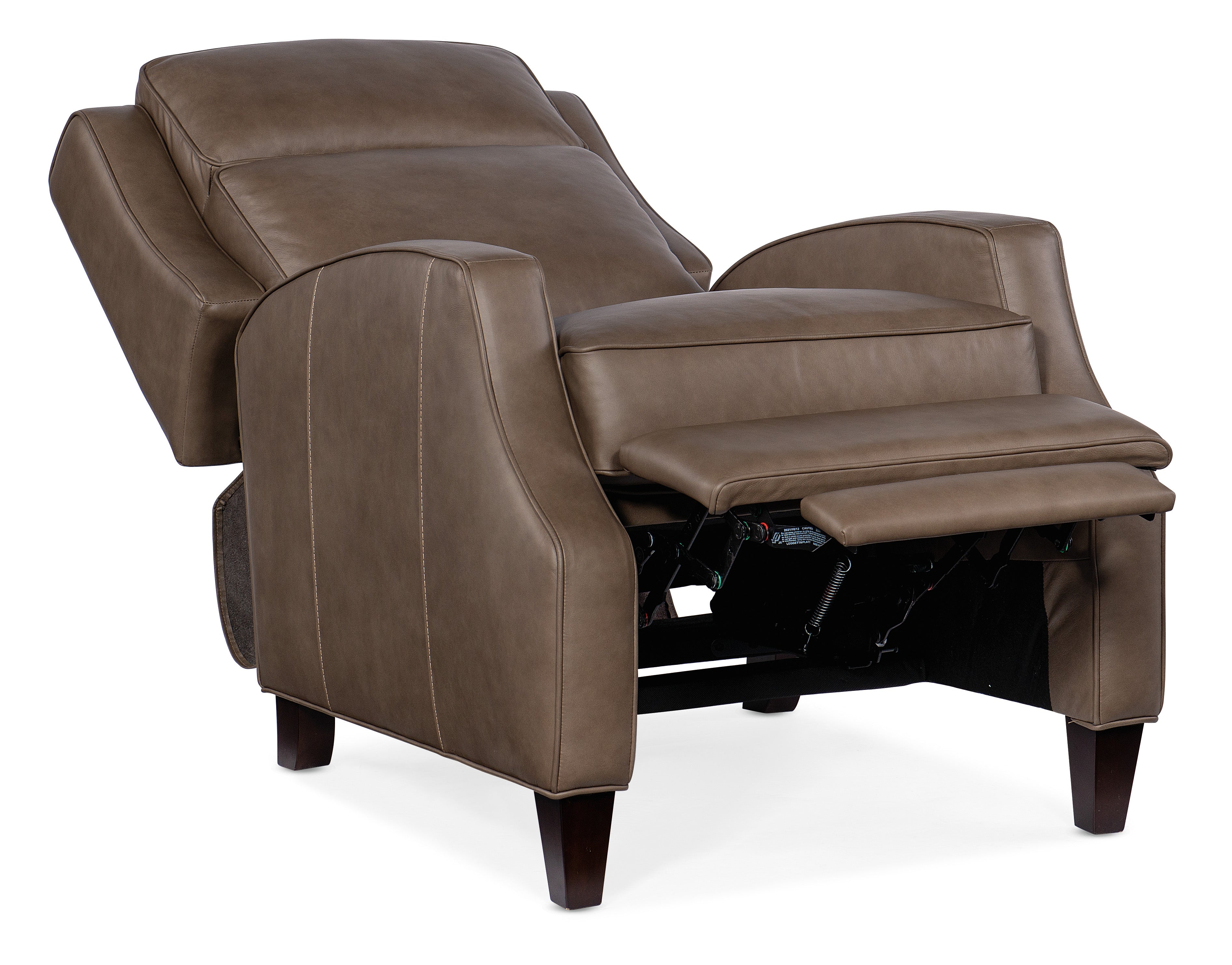 Hooker Furniture Tricia Manual Push Back Recliner in Medium Brown