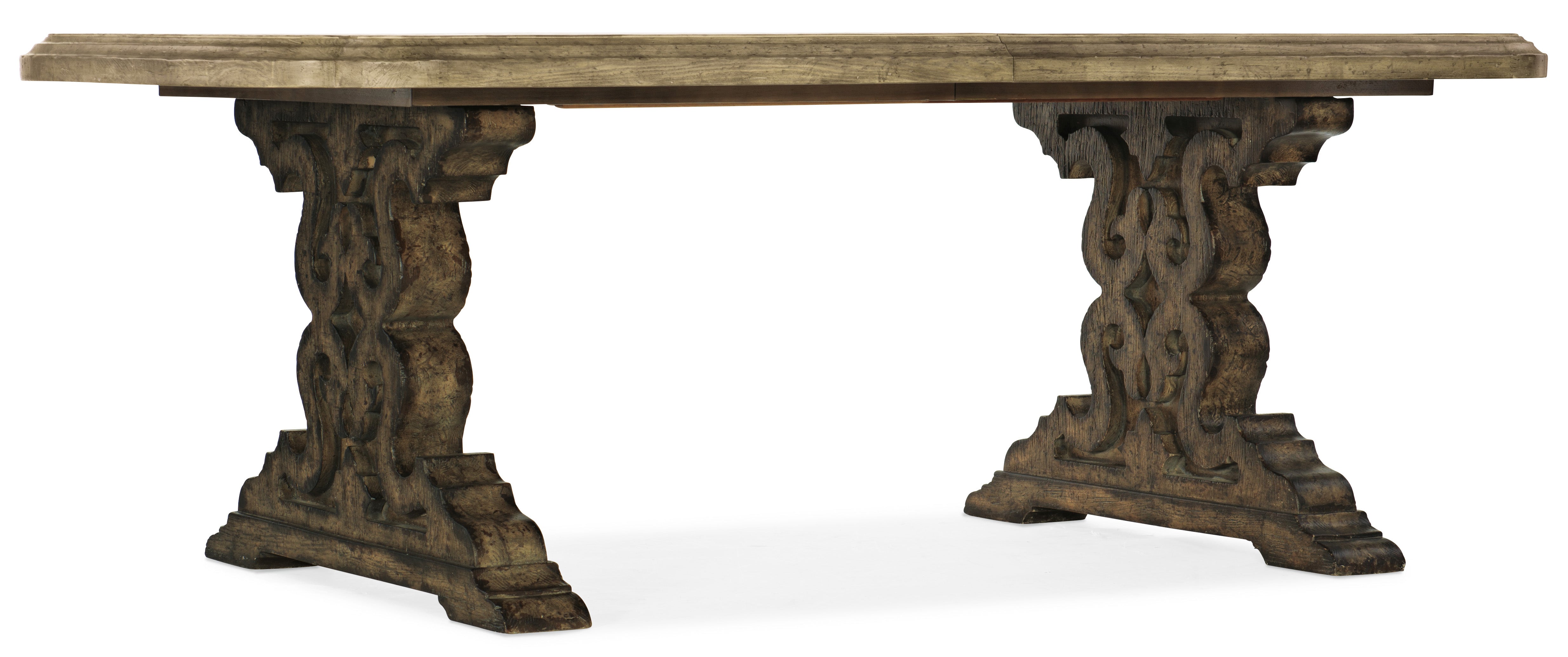 Hooker Furniture La Grange Le Vieux 86in Double Pedestal Table with 2-18in Leaves