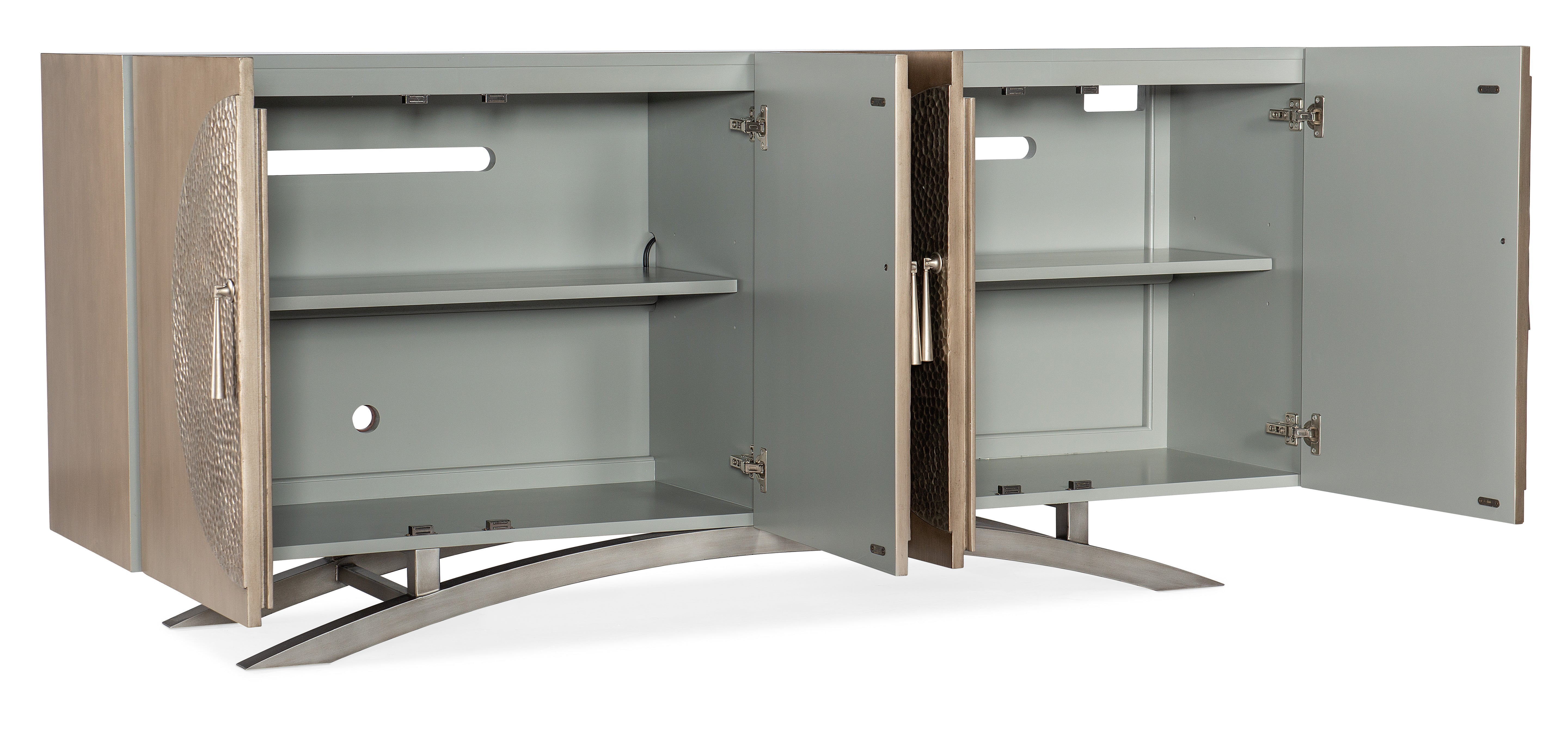 Hooker Furniture Melange Nolita Four Door Entertainment Console in Champagne