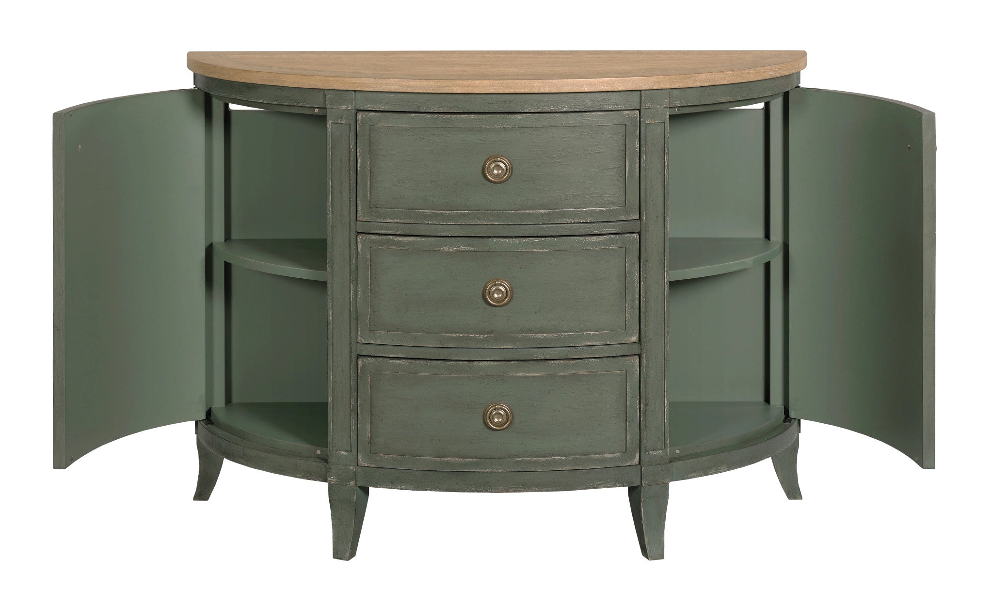 American Drew Chastain Woodfield Demilune Chest in Caramel/Green